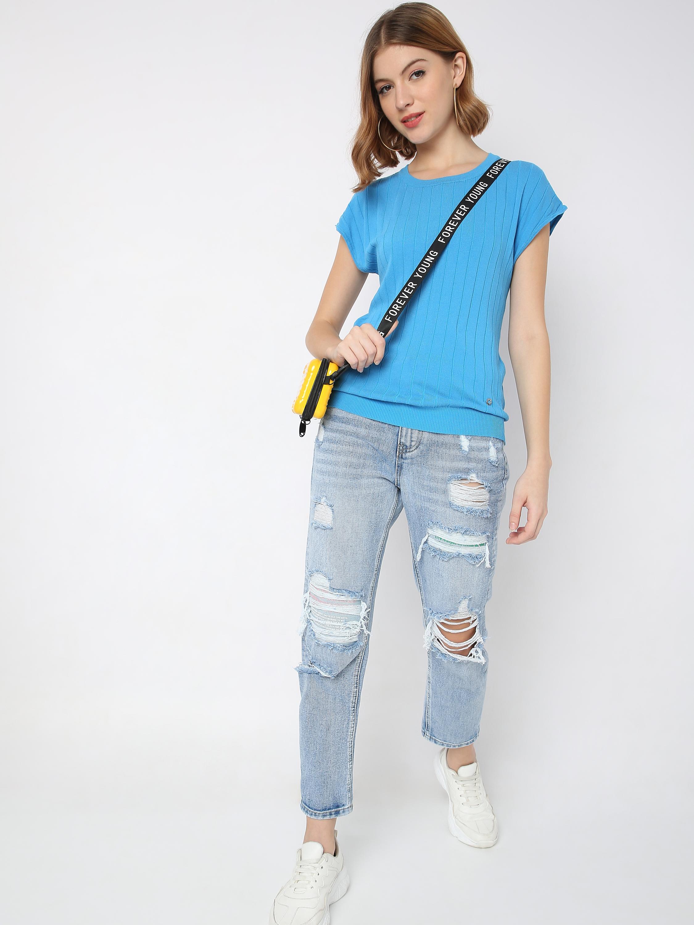 Ribbed Cap Sleeve Knit Top