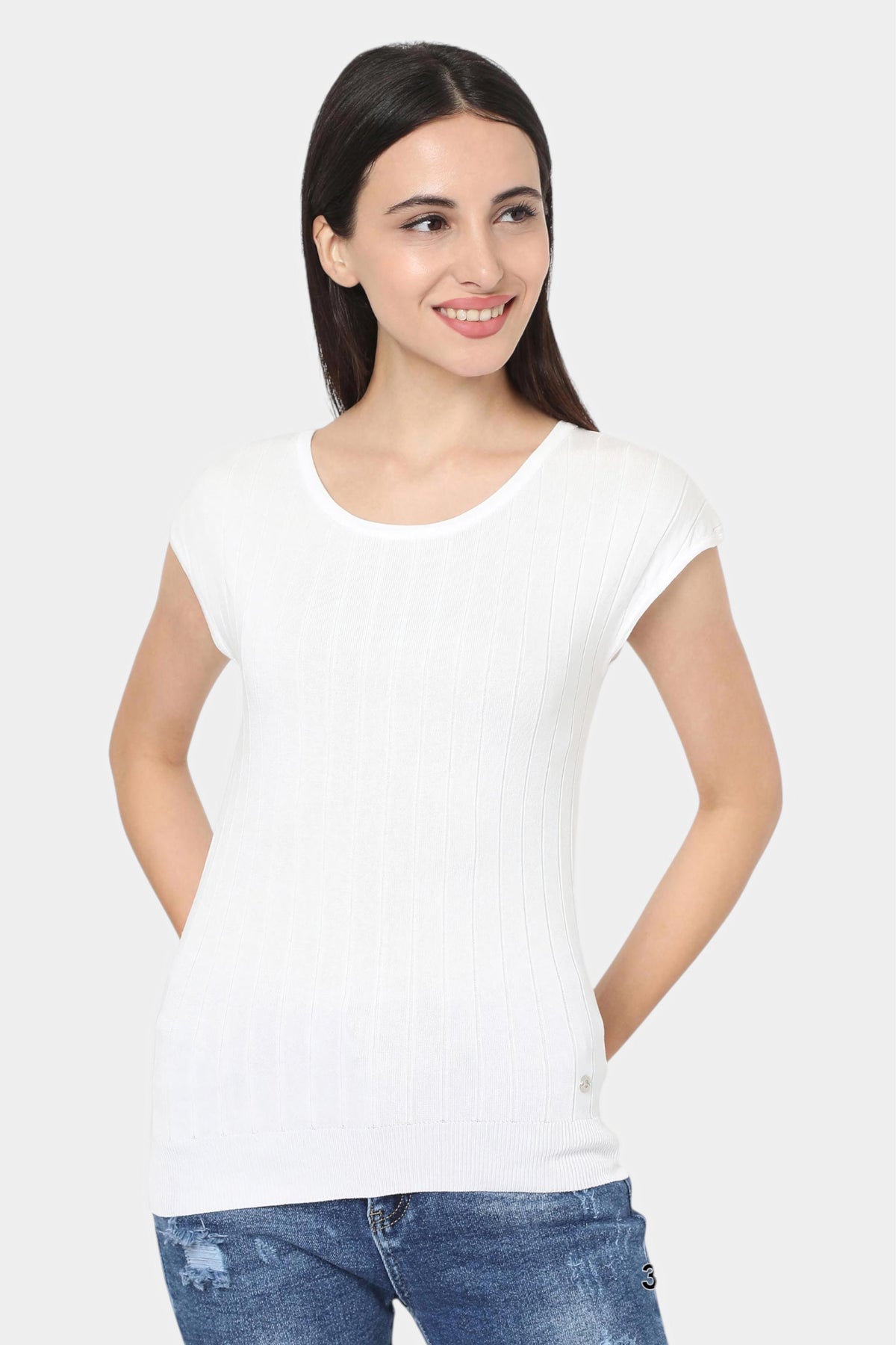 Ribbed Knit Cap Sleeve Top