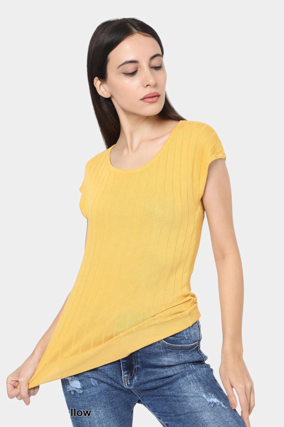 Ribbed Knit Cap Sleeve Top