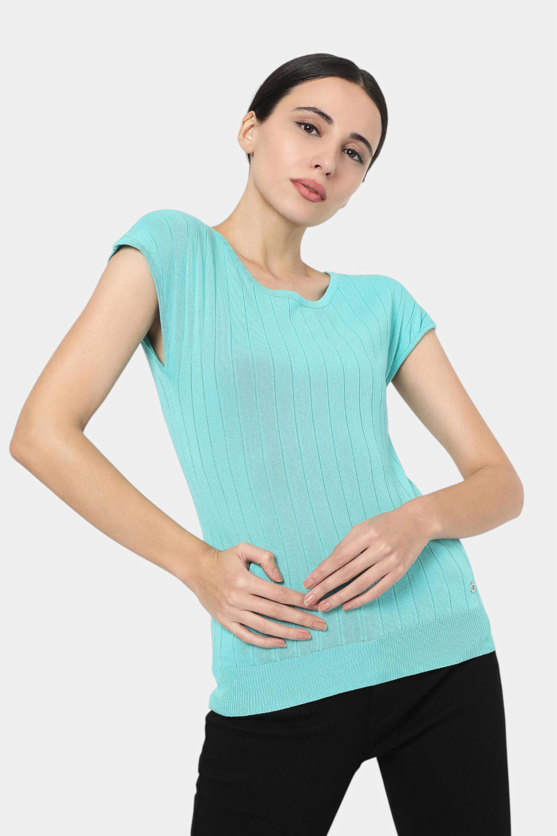 Ribbed Knit Cap Sleeve Top