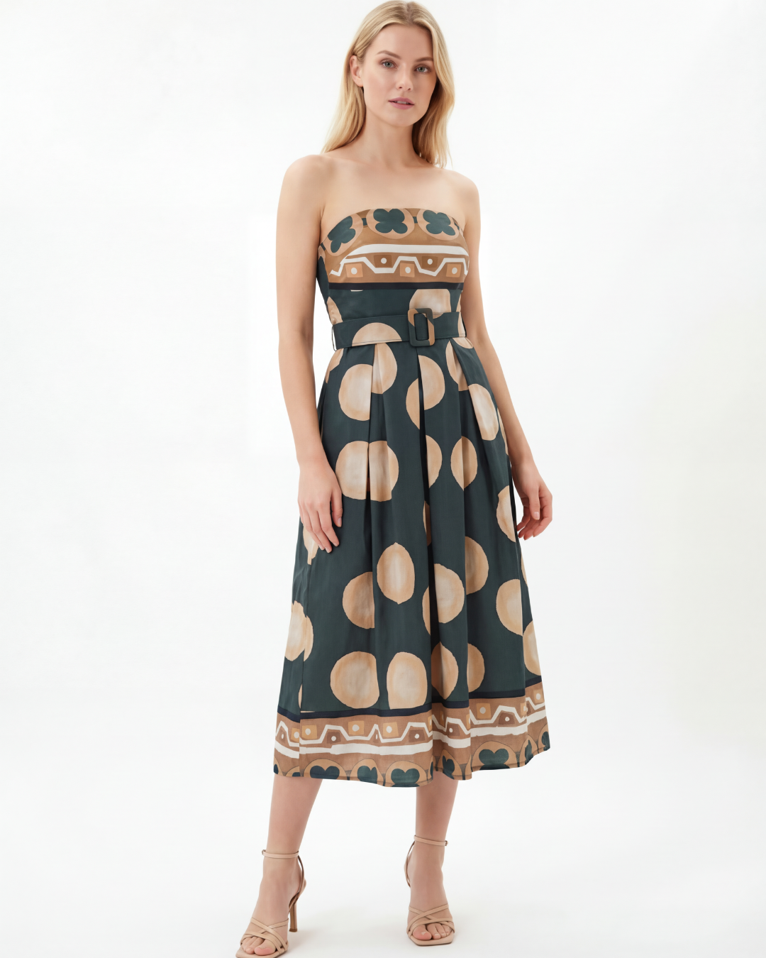 Printed Strapless Maxi Dress