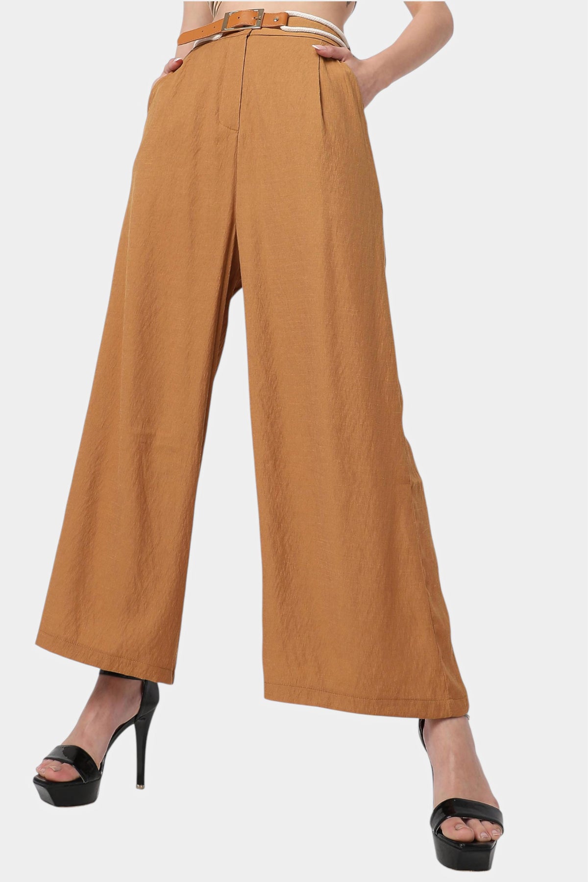 High Rise Pleated Wide Leg Trousers