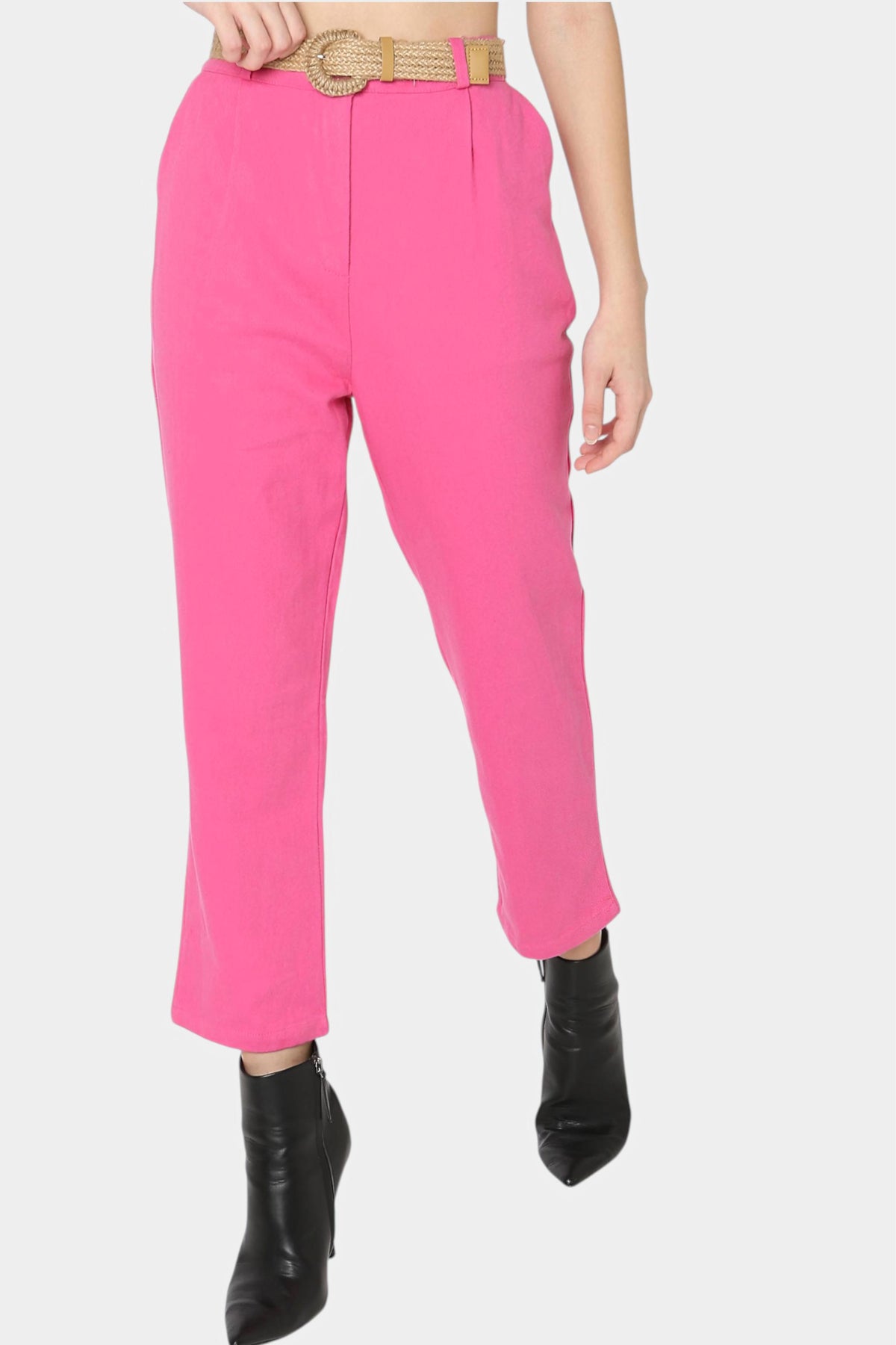 High Rise Pleated Tapered Trousers