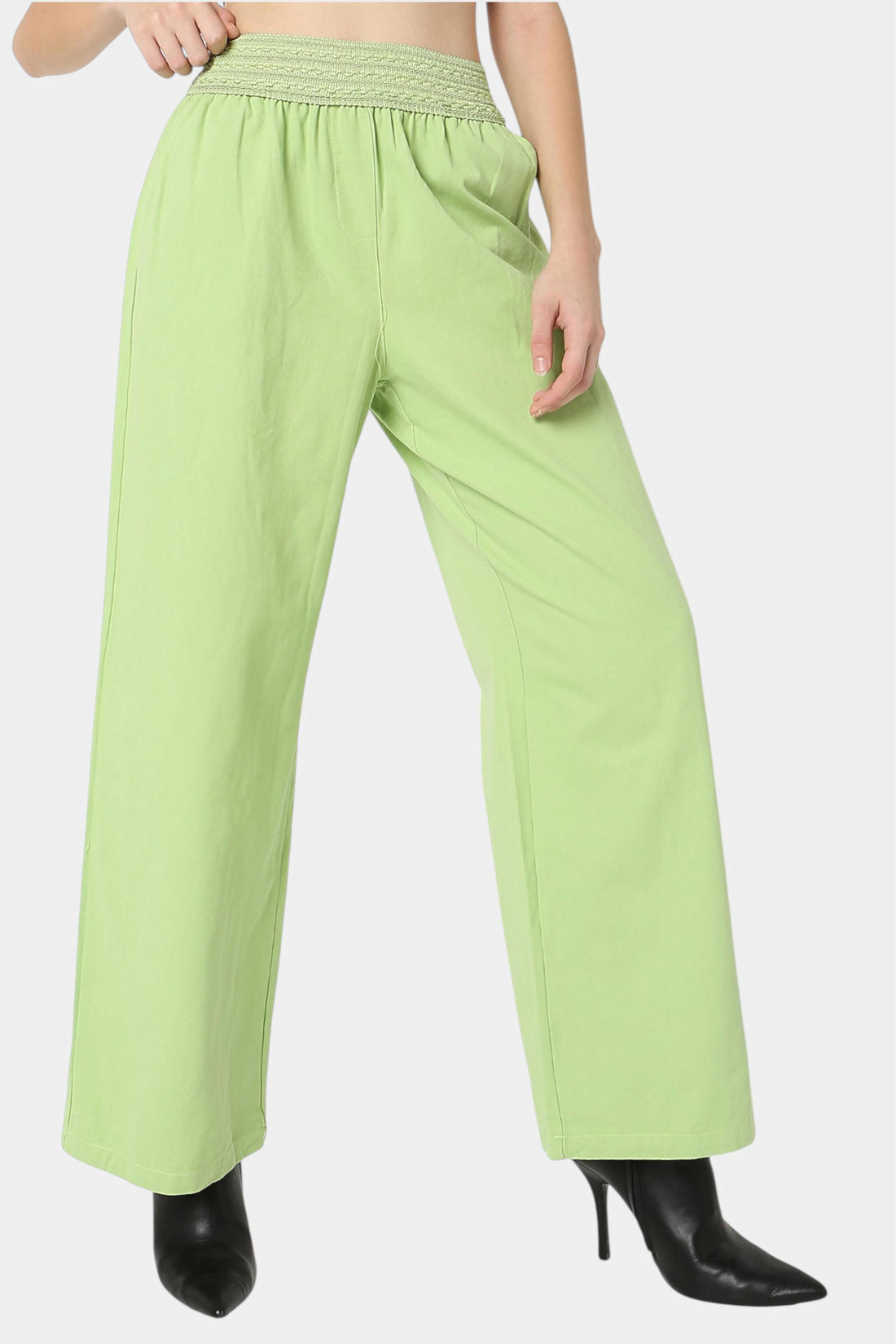 Wide Leg Pants with Smocked Waistband