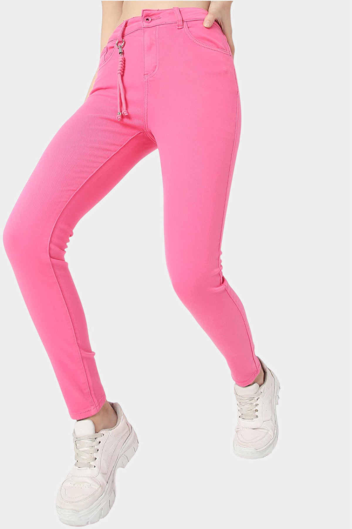 Fuchsia Pink High Rise Skinny Jeans