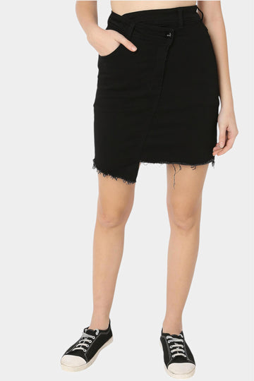 Wrap Denim Mini Skirt