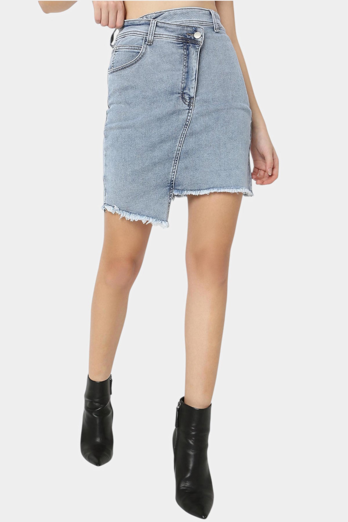 Wrap Denim Mini Skirt