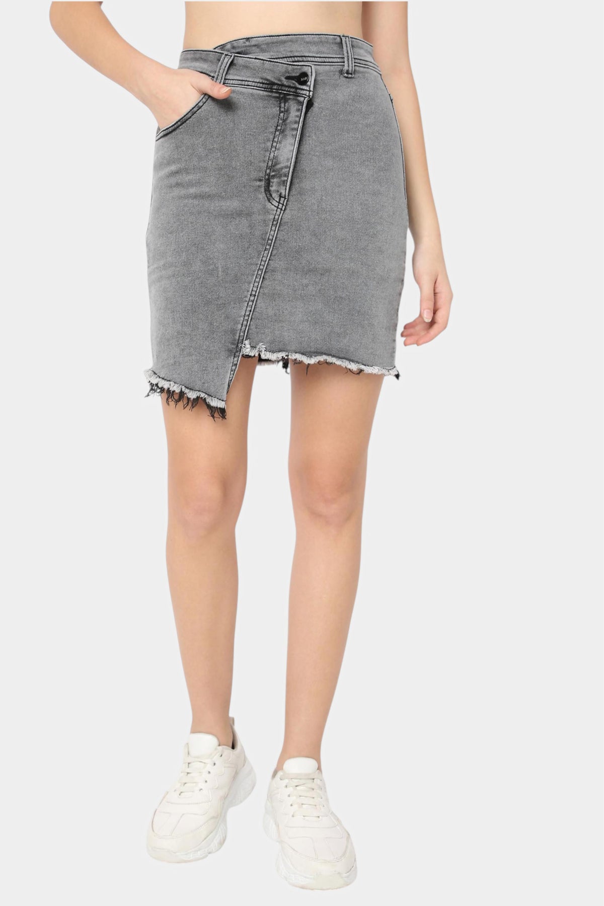Wrap Denim Mini Skirt