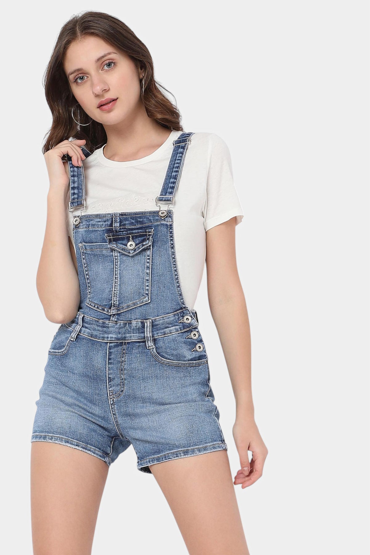 Denim Dungaree Shorts