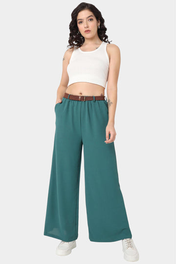 Teal Green Wide Leg Palazzo Pants