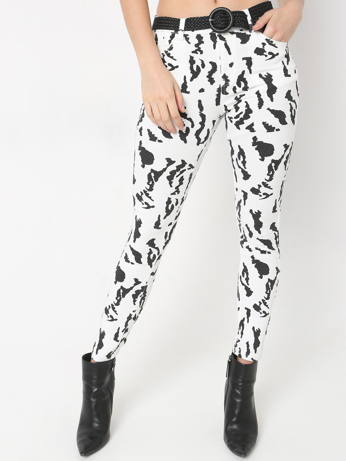 Abstract Animal Print Skinny Jeans