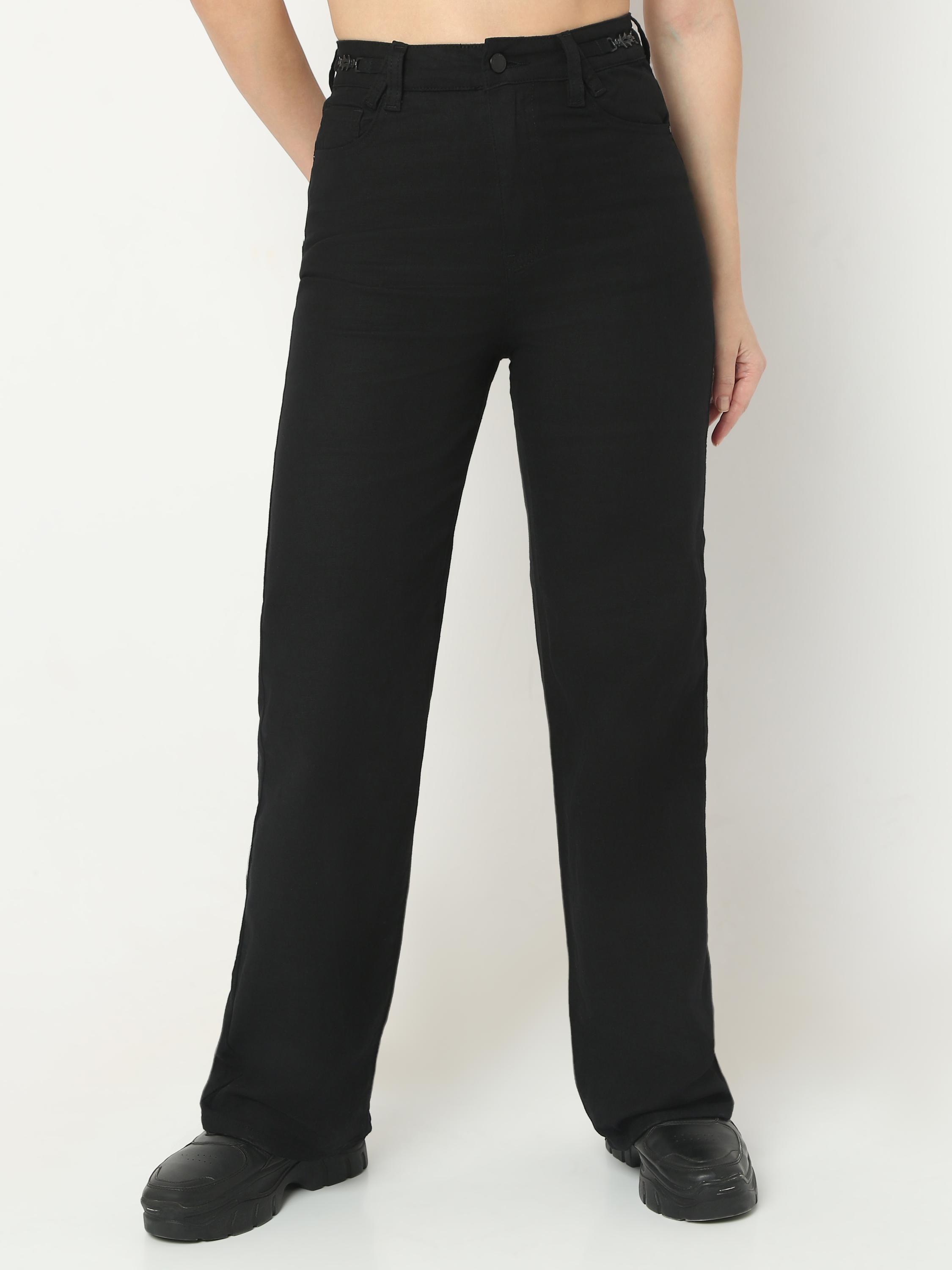 High-Rise Wide-Leg Straight Jeans