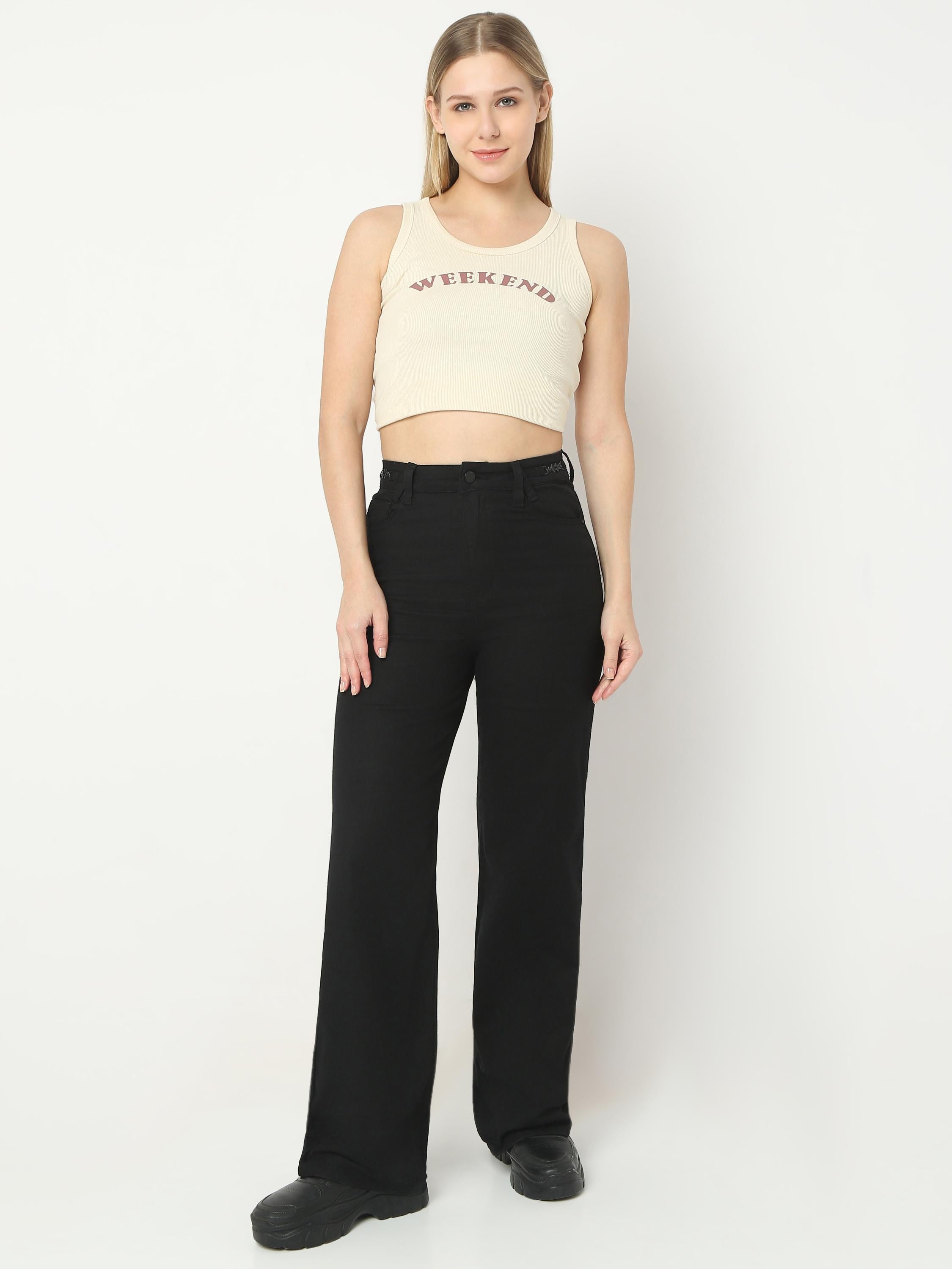 High-Rise Wide-Leg Straight Jeans