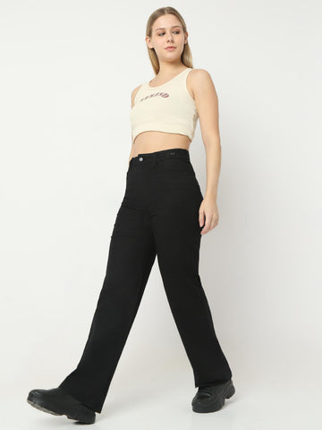 High-Rise Wide-Leg Straight Jeans