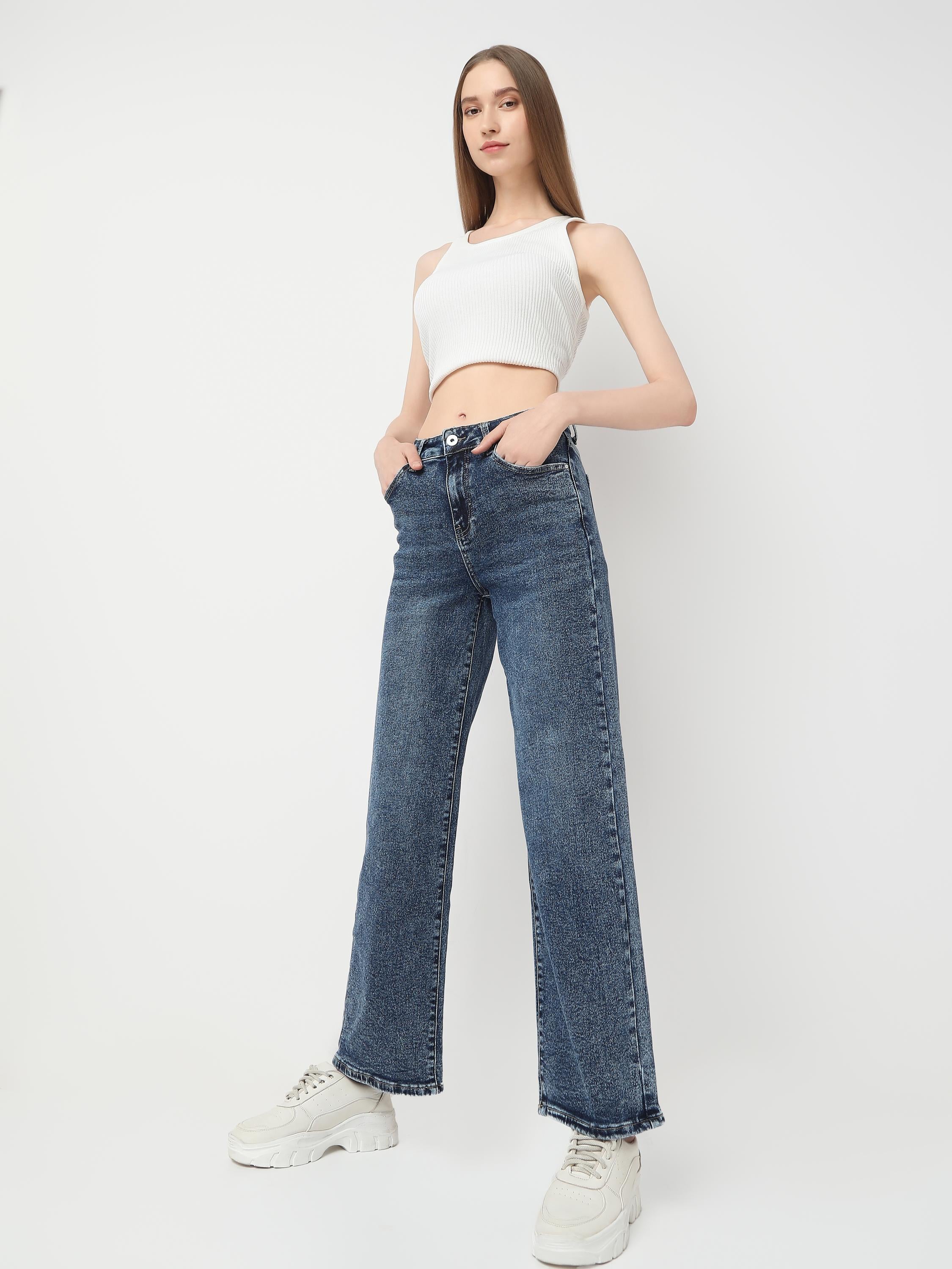 High-Rise Wide-Leg Denim Jeans