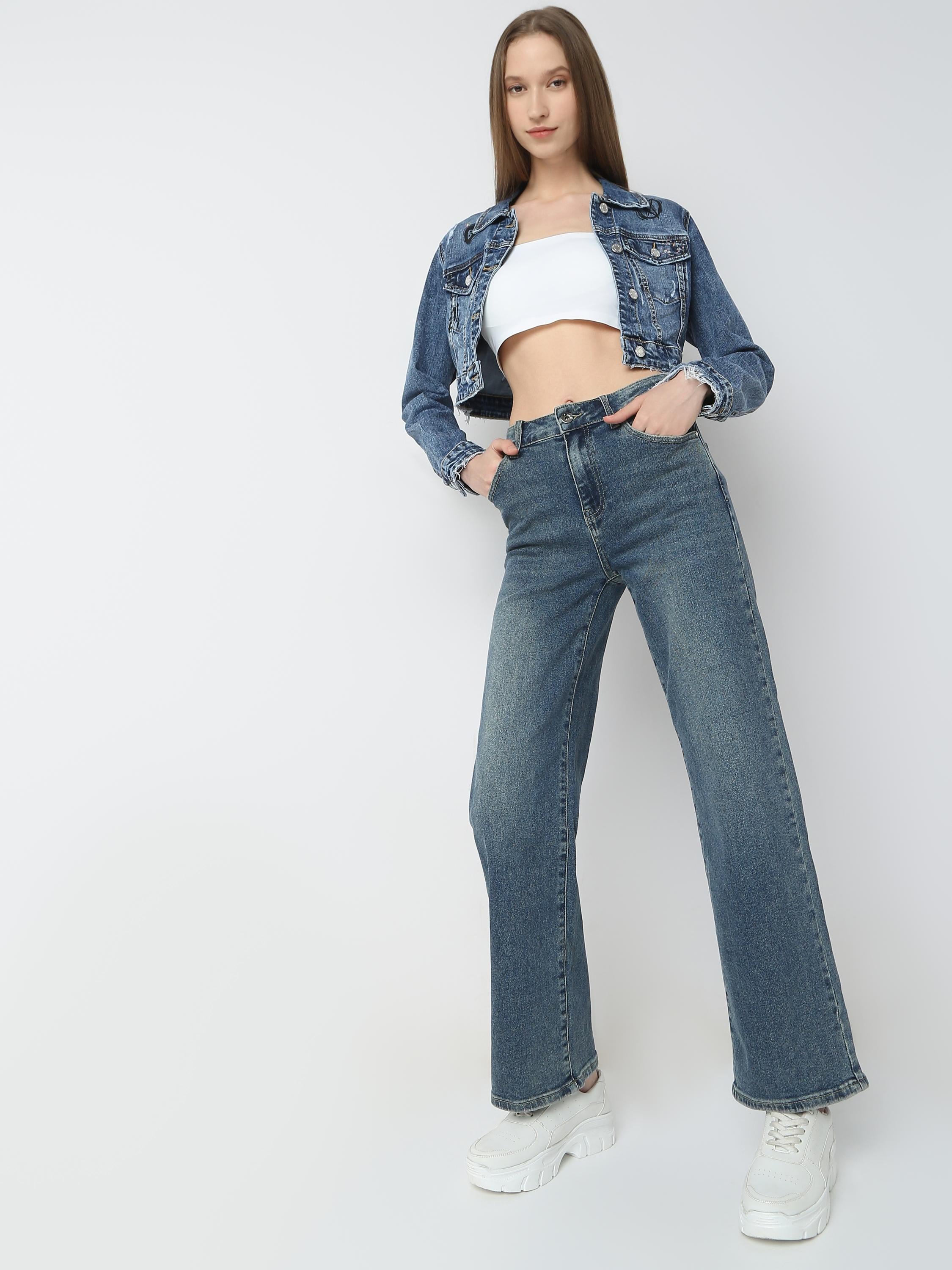 High-Rise Wide-Leg Denim Jeans