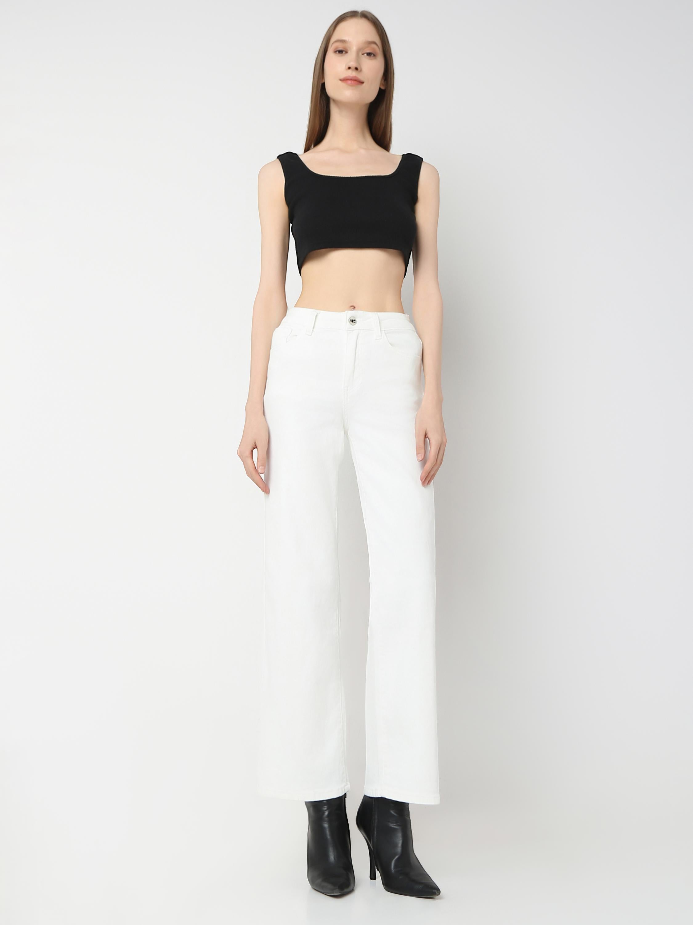High-Rise Wide-Leg Denim Jeans