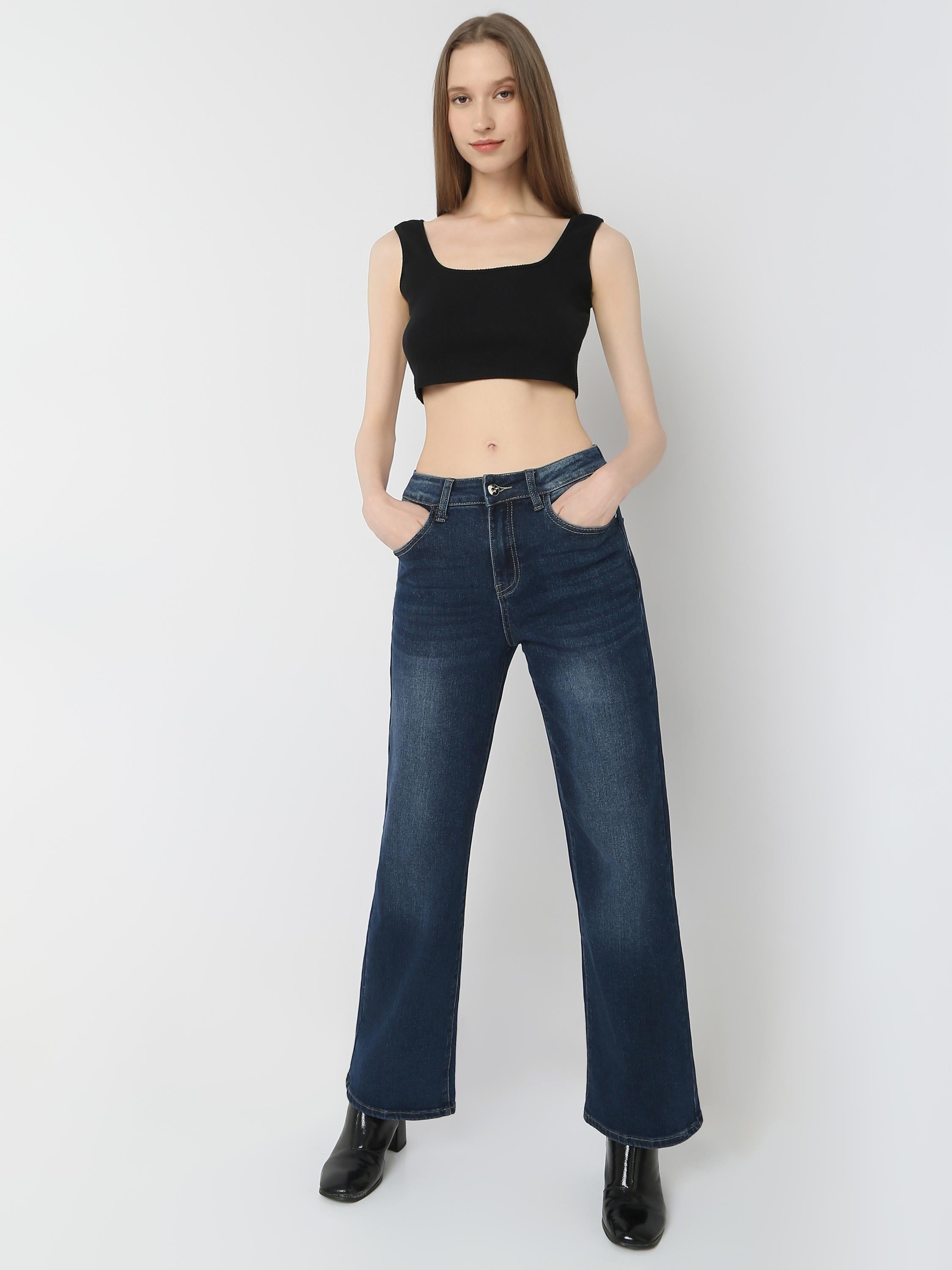 High-Rise Wide-Leg Denim Jeans
