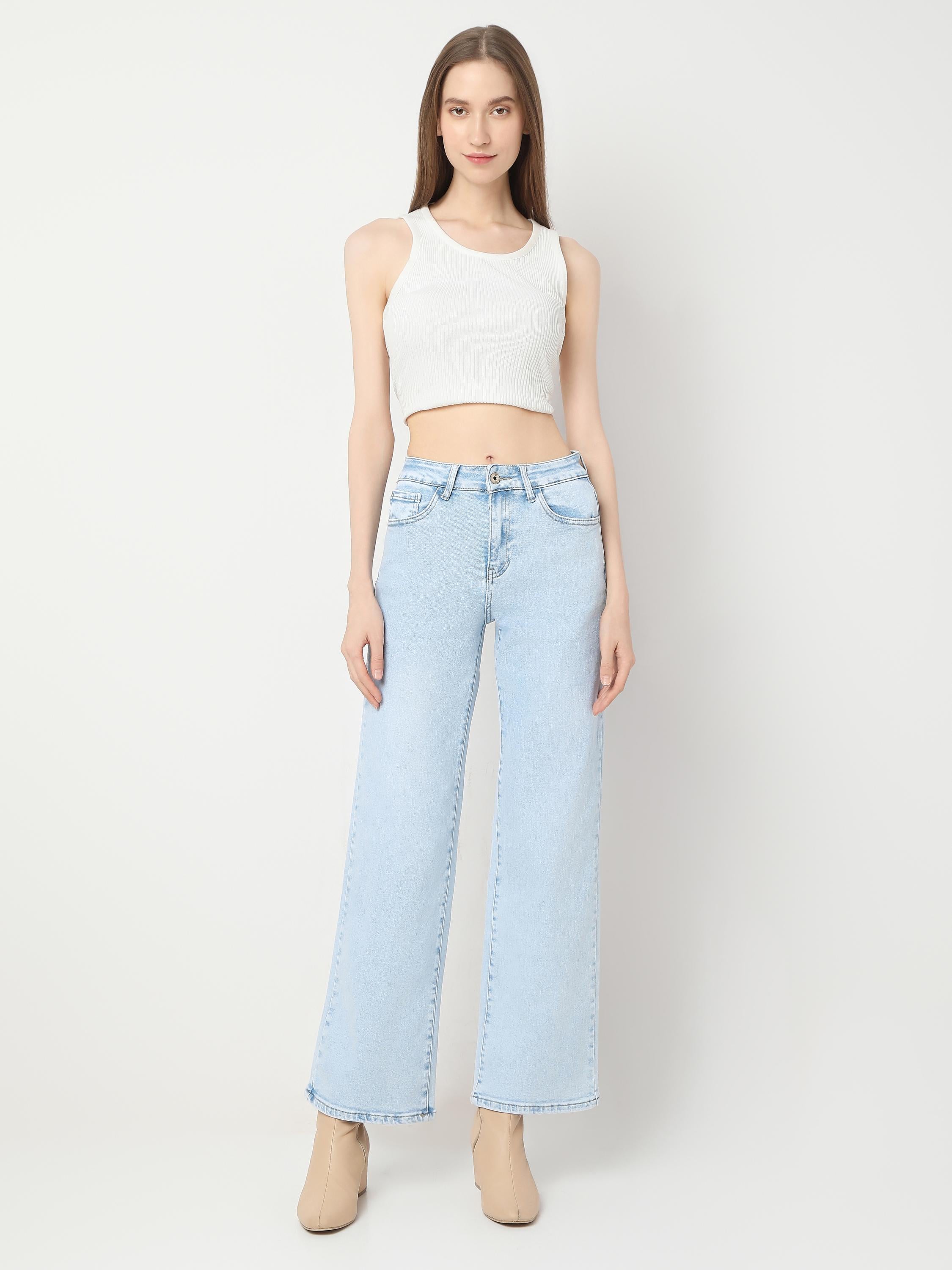 High-Rise Wide-Leg Denim Jeans