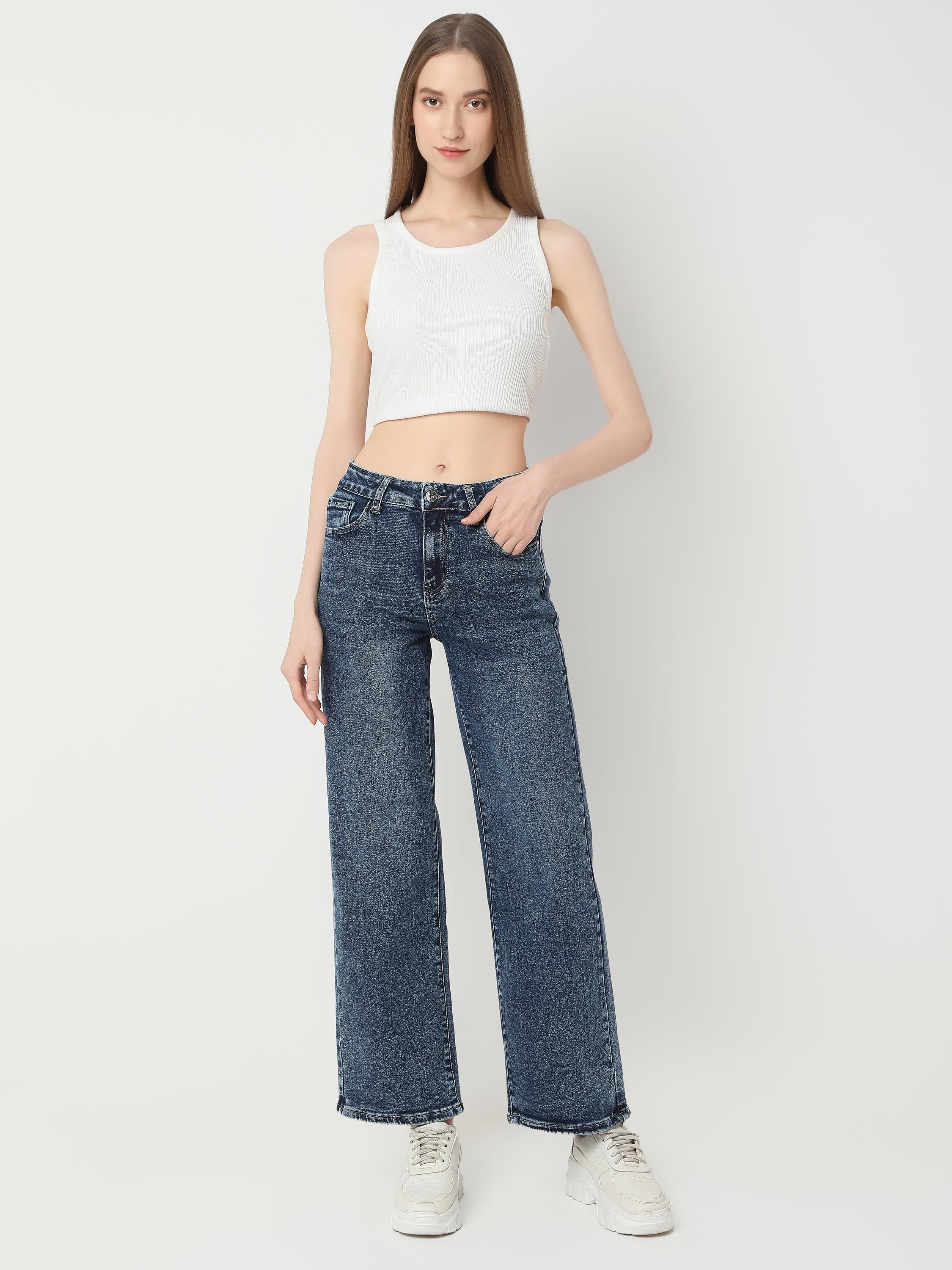 High-Rise Wide-Leg Denim Jeans