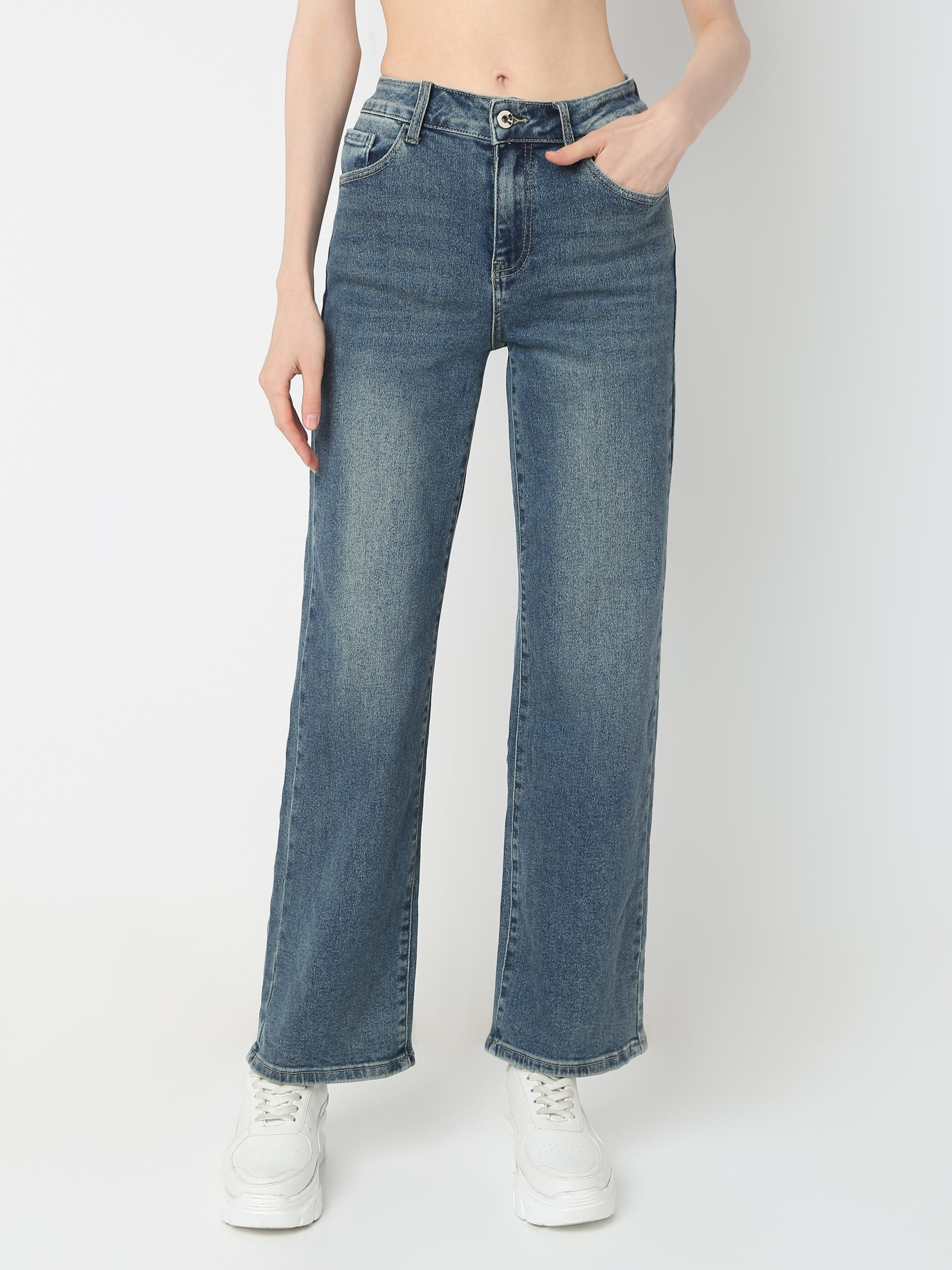 High-Rise Wide-Leg Denim Jeans