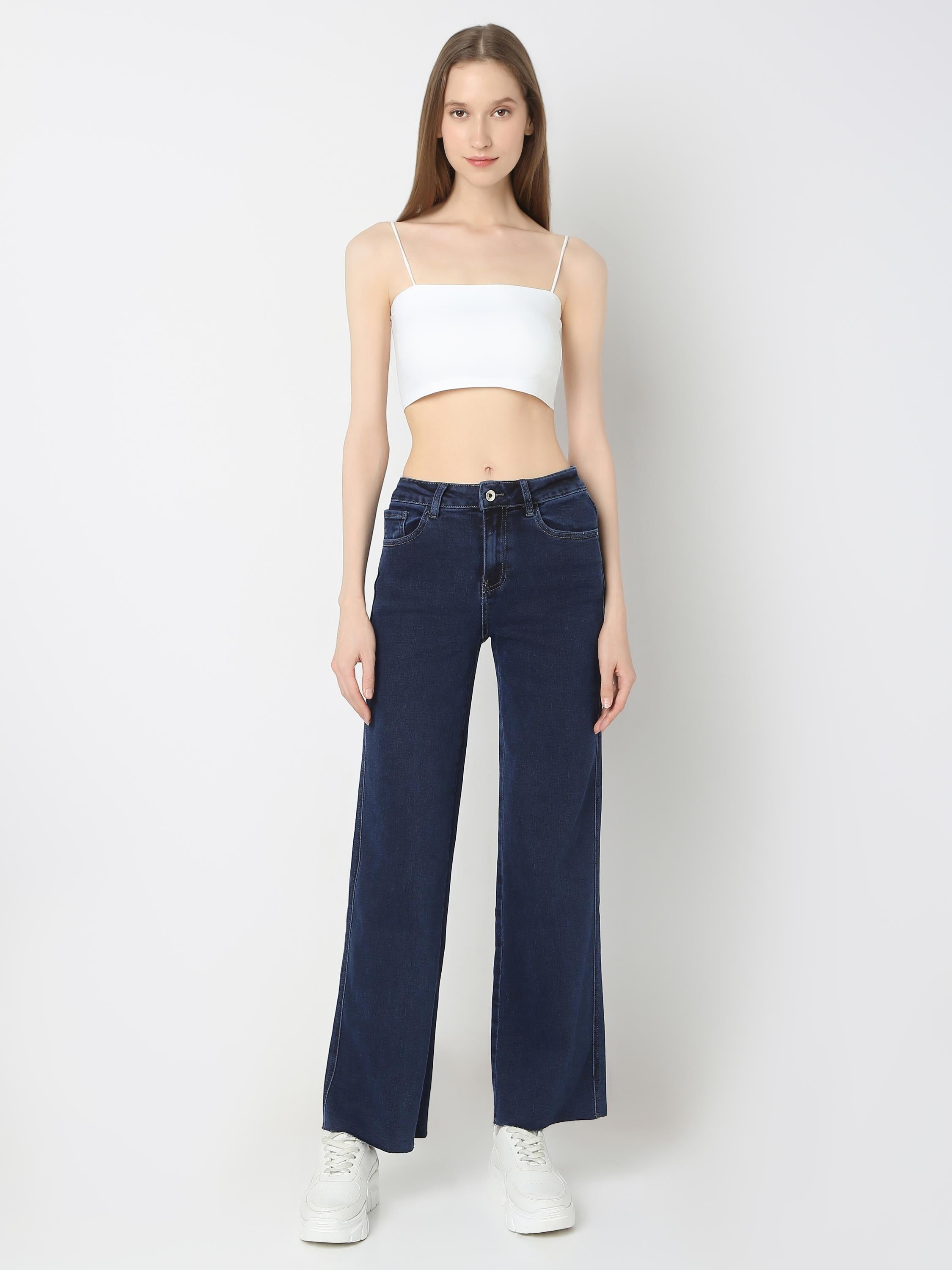 Mid-Rise Wide-Leg Denim Jeans