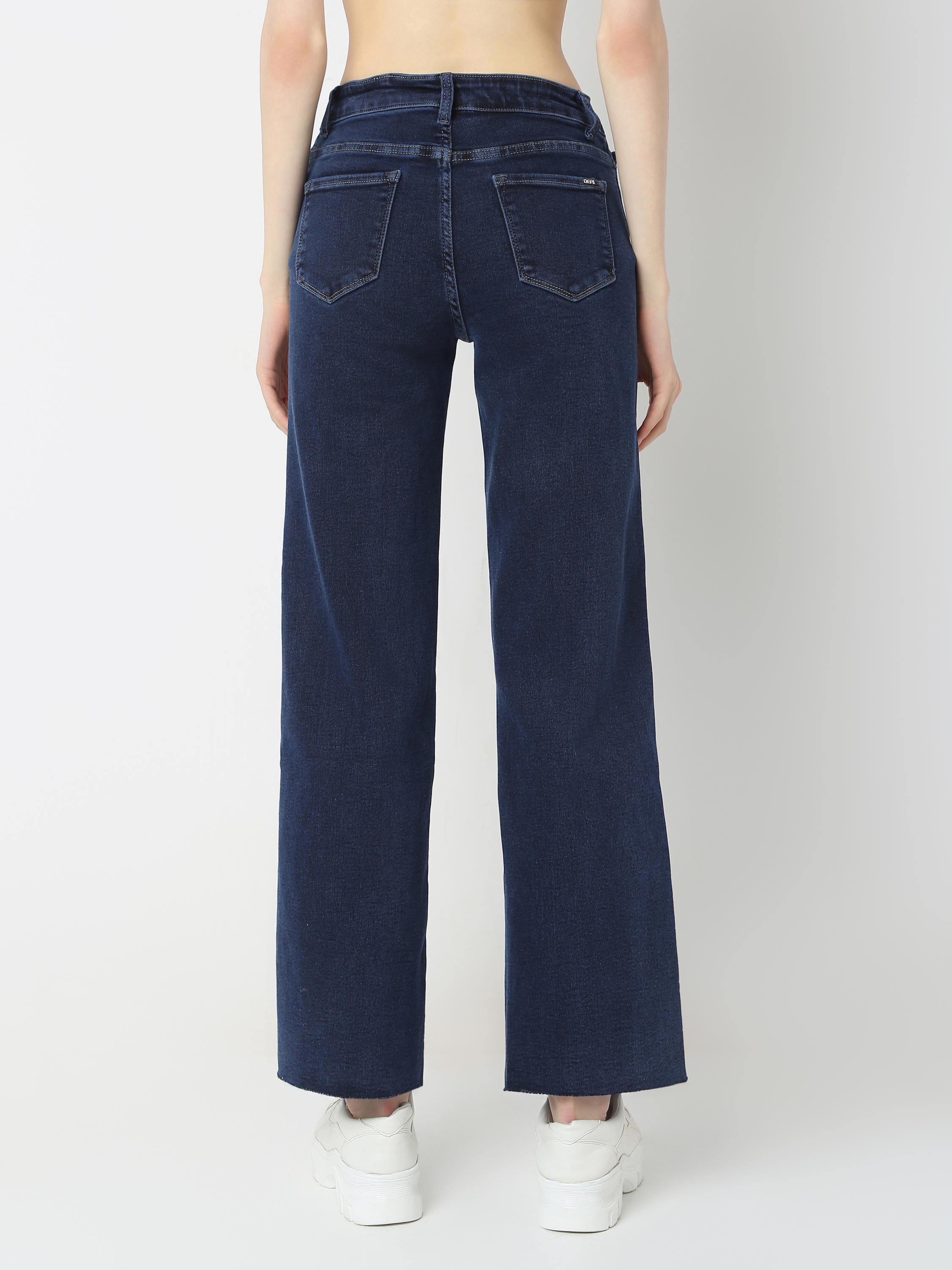 Mid-Rise Wide-Leg Denim Jeans