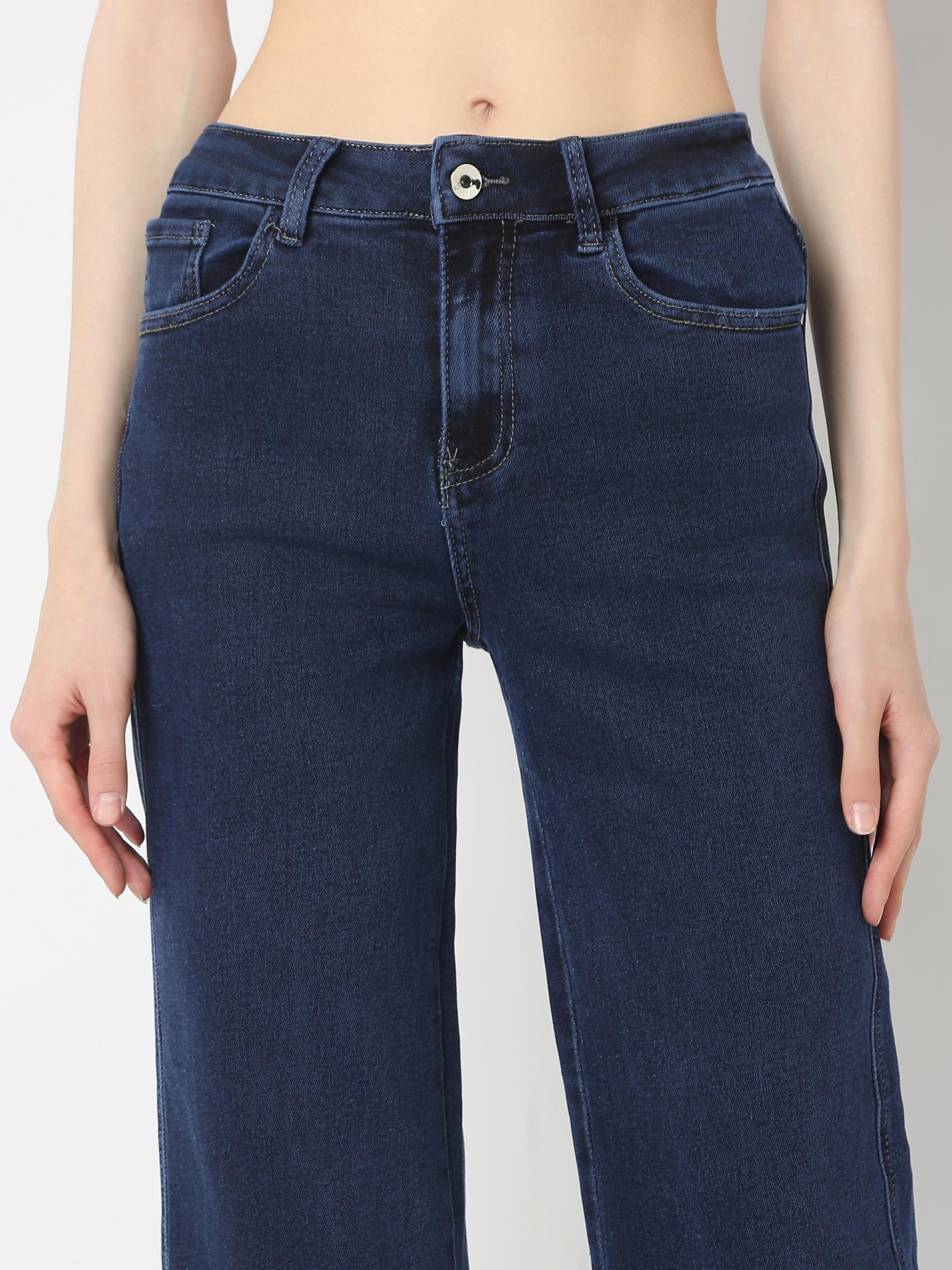 Mid-Rise Wide-Leg Denim Jeans