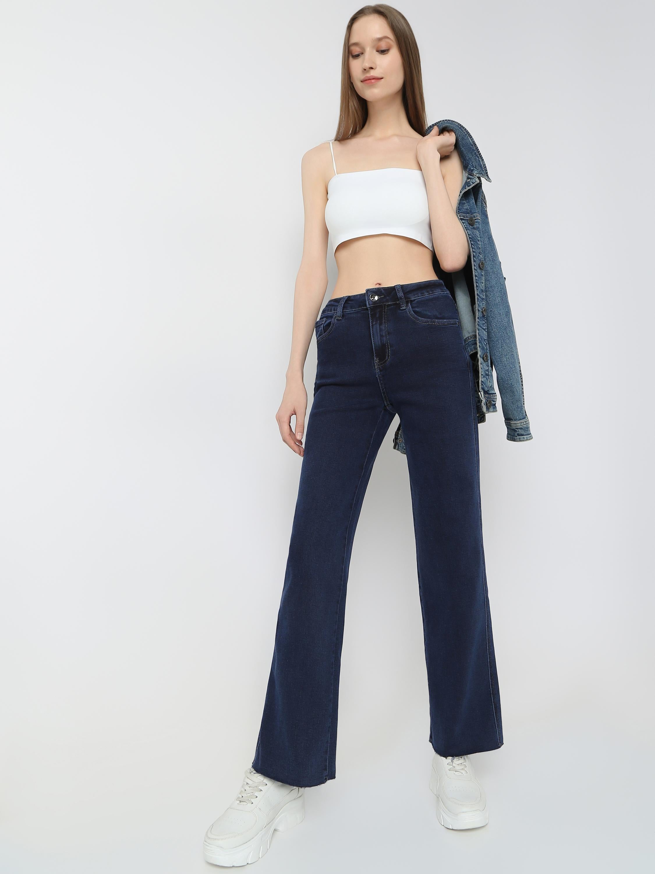 Mid-Rise Wide-Leg Denim Jeans