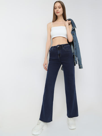 Mid-Rise Wide-Leg Denim Jeans