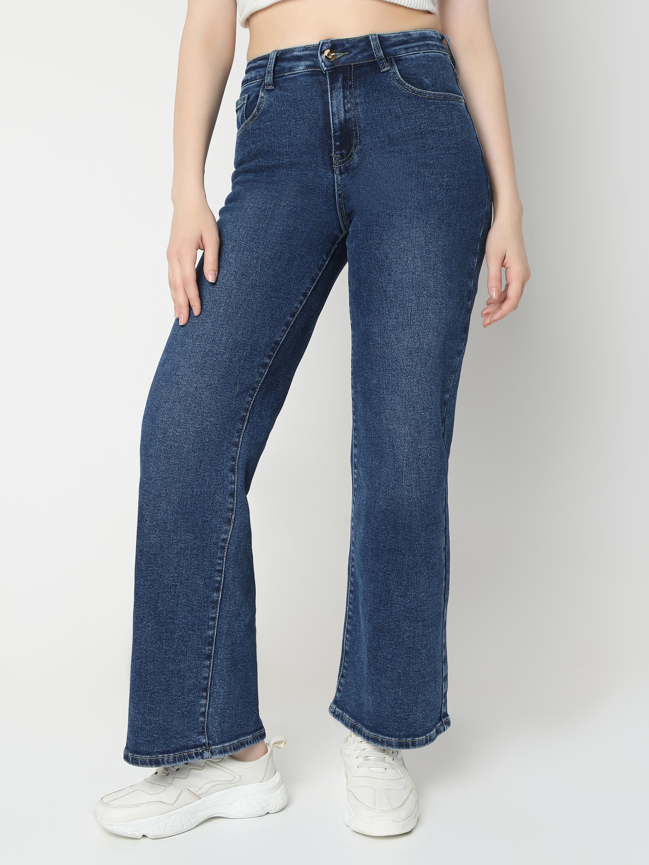 High-Rise Wide-Leg with Double Button Jeans