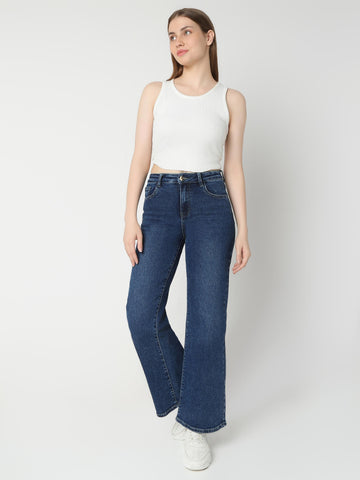 High-Rise Wide-Leg with Double Button Jeans
