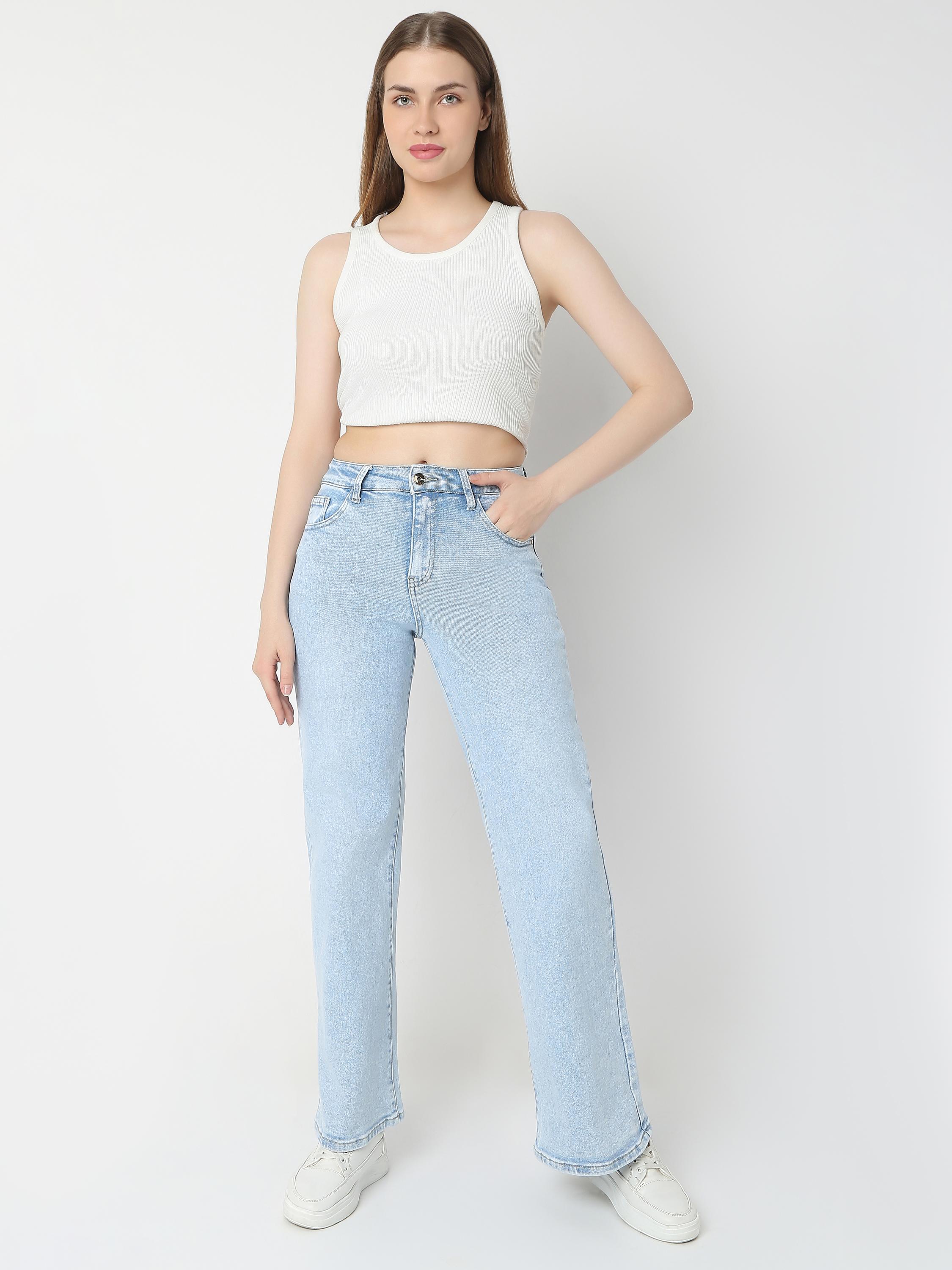 High-Rise Wide-Leg with Double Button Jeans