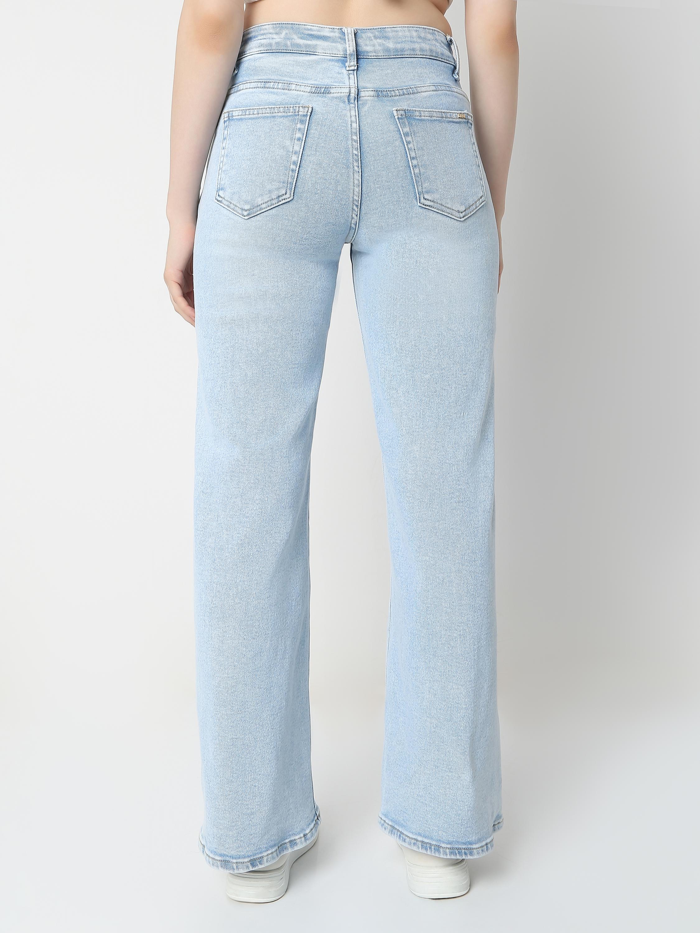 High-Rise Wide-Leg with Double Button Jeans