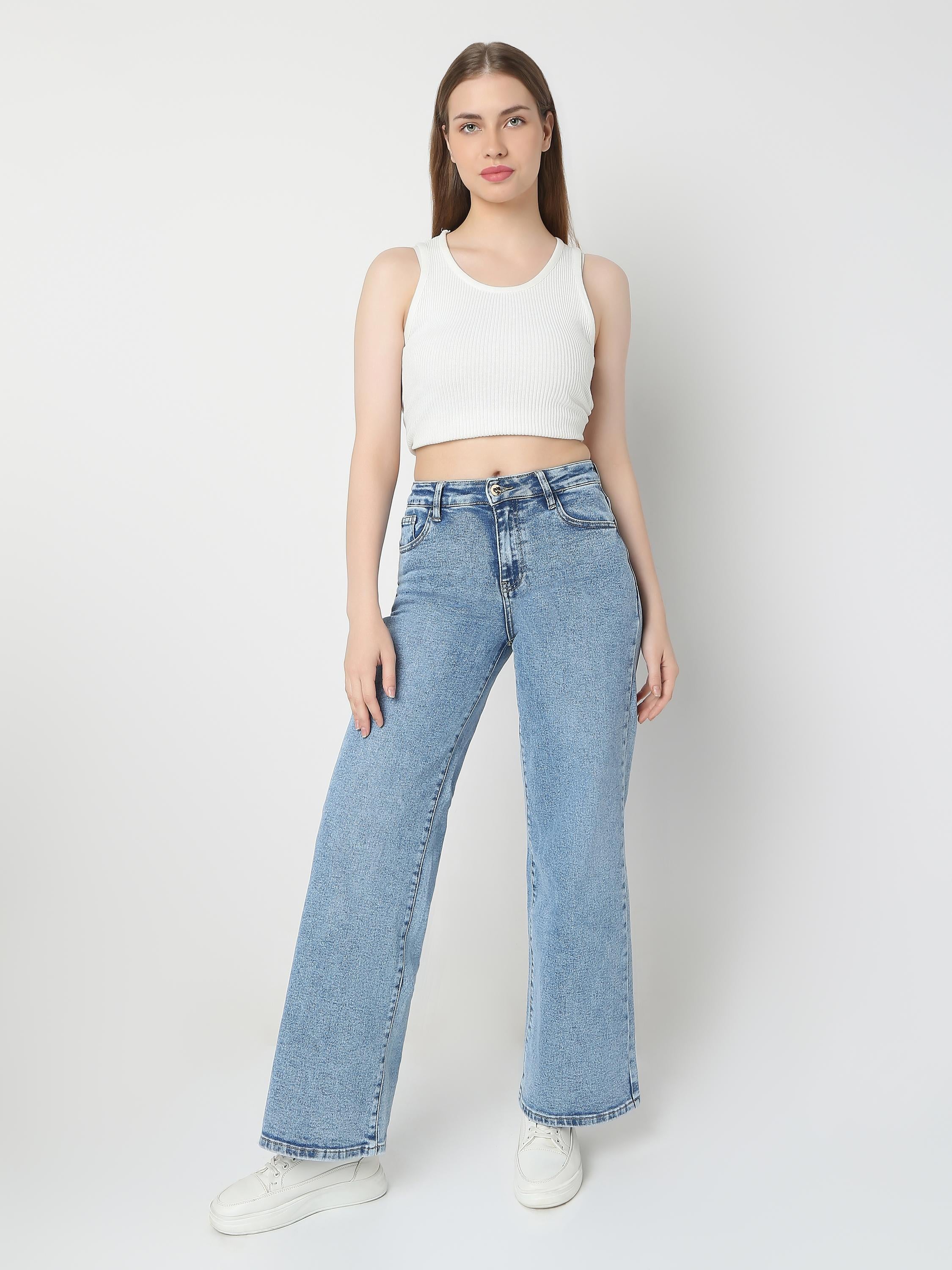 High-Rise Wide-Leg with Double Button Jeans