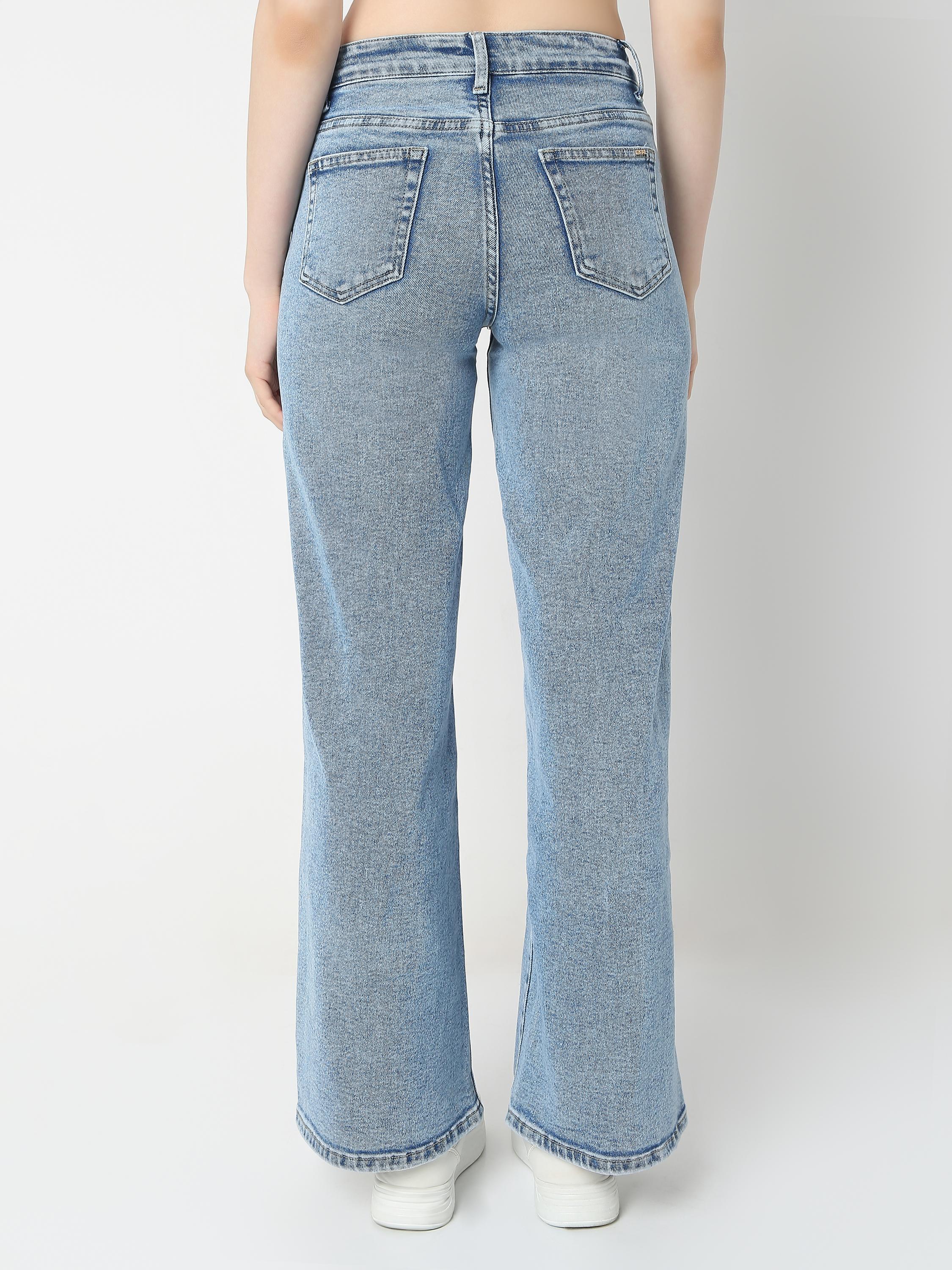 High-Rise Wide-Leg with Double Button Jeans