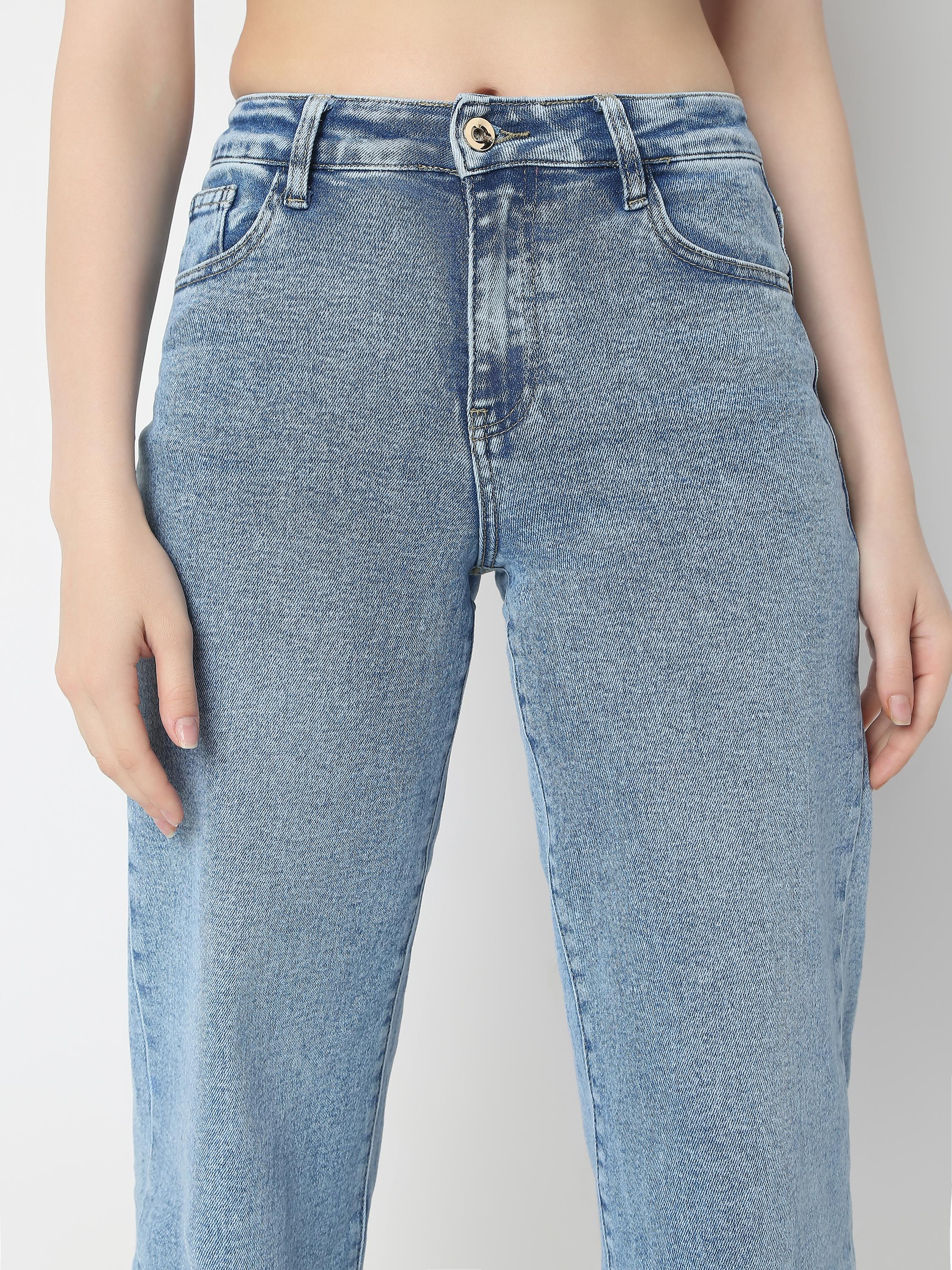 High-Rise Wide-Leg with Double Button Jeans