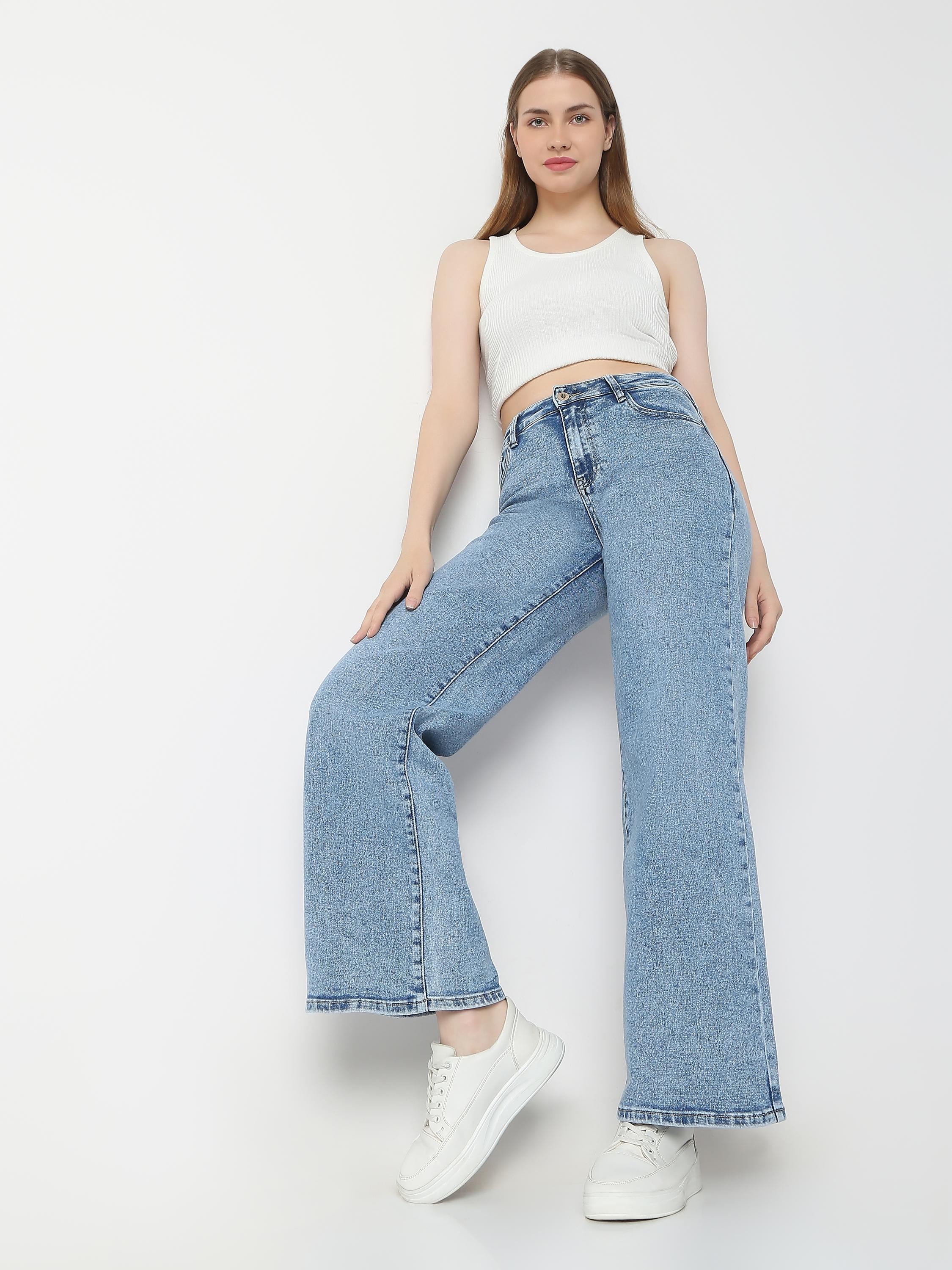 High-Rise Wide-Leg with Double Button Jeans
