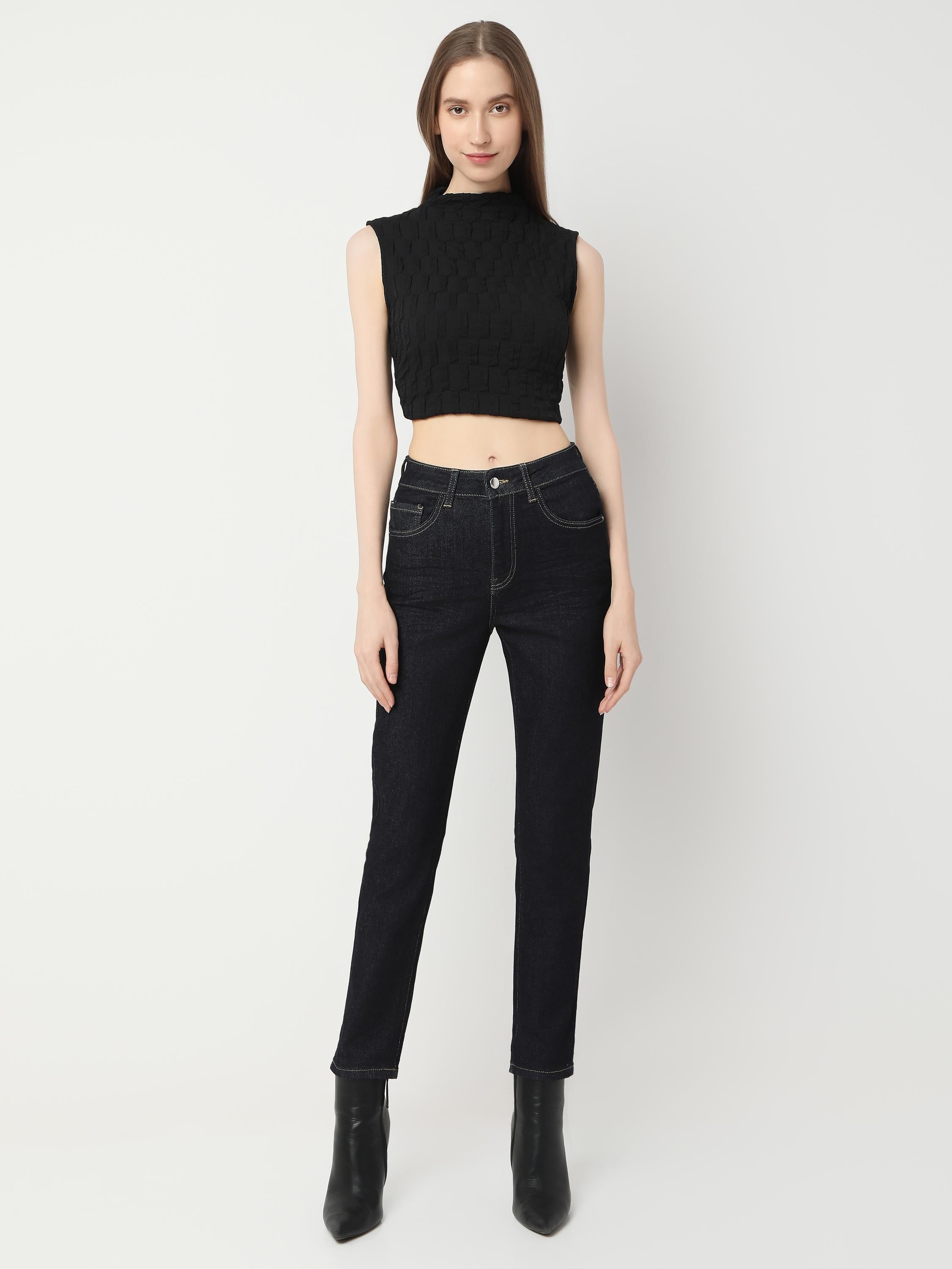 High-Rise Slim Straight Denim Jeans