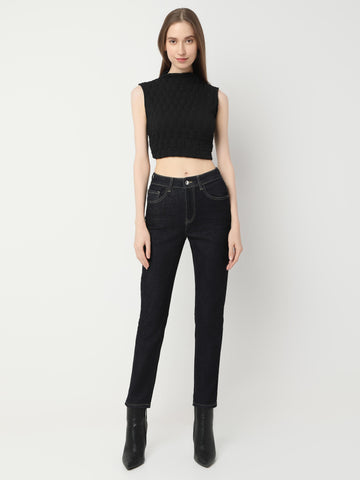 High-Rise Slim Straight Denim Jeans