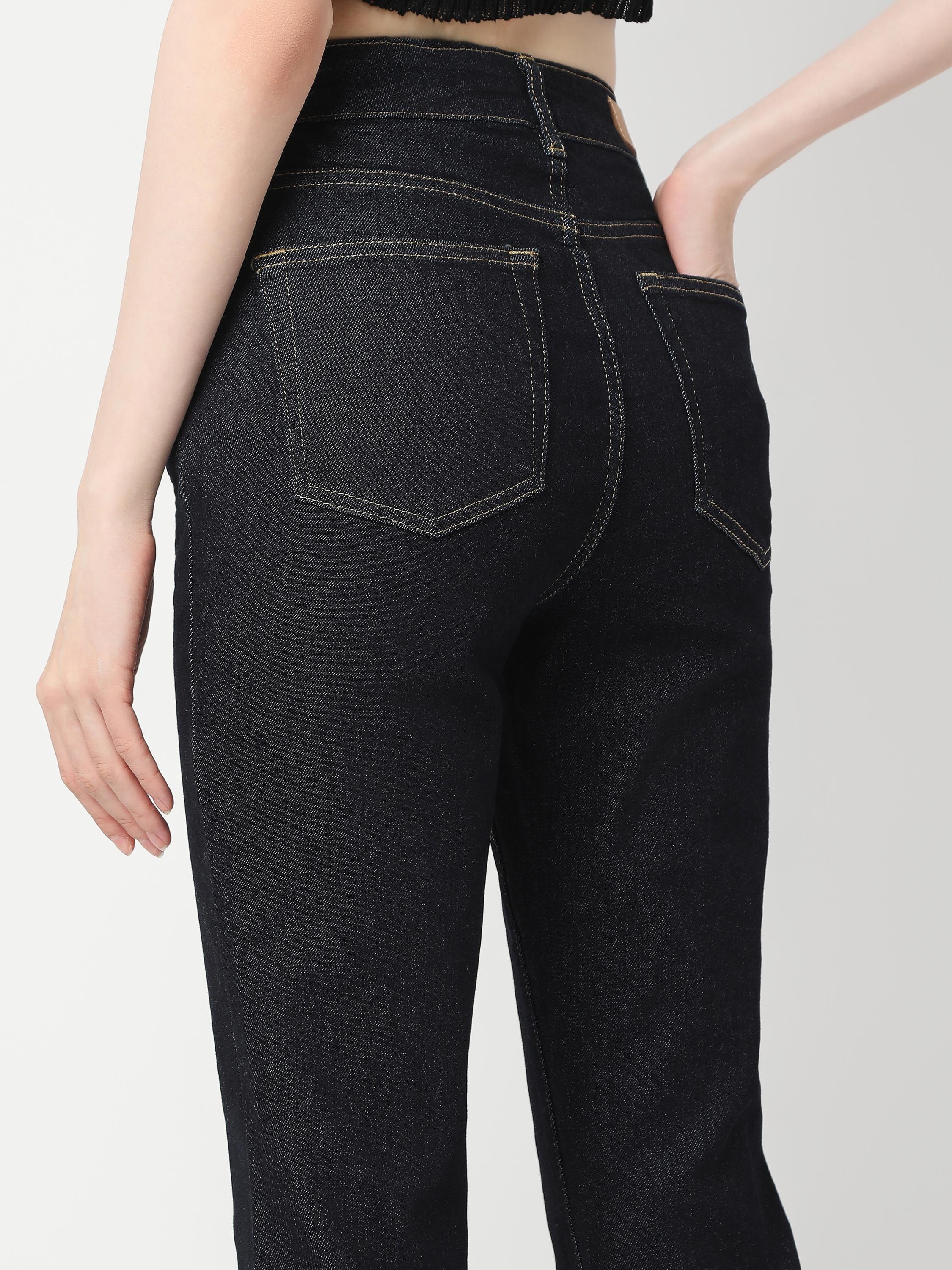 High-Rise Slim Straight Denim Jeans