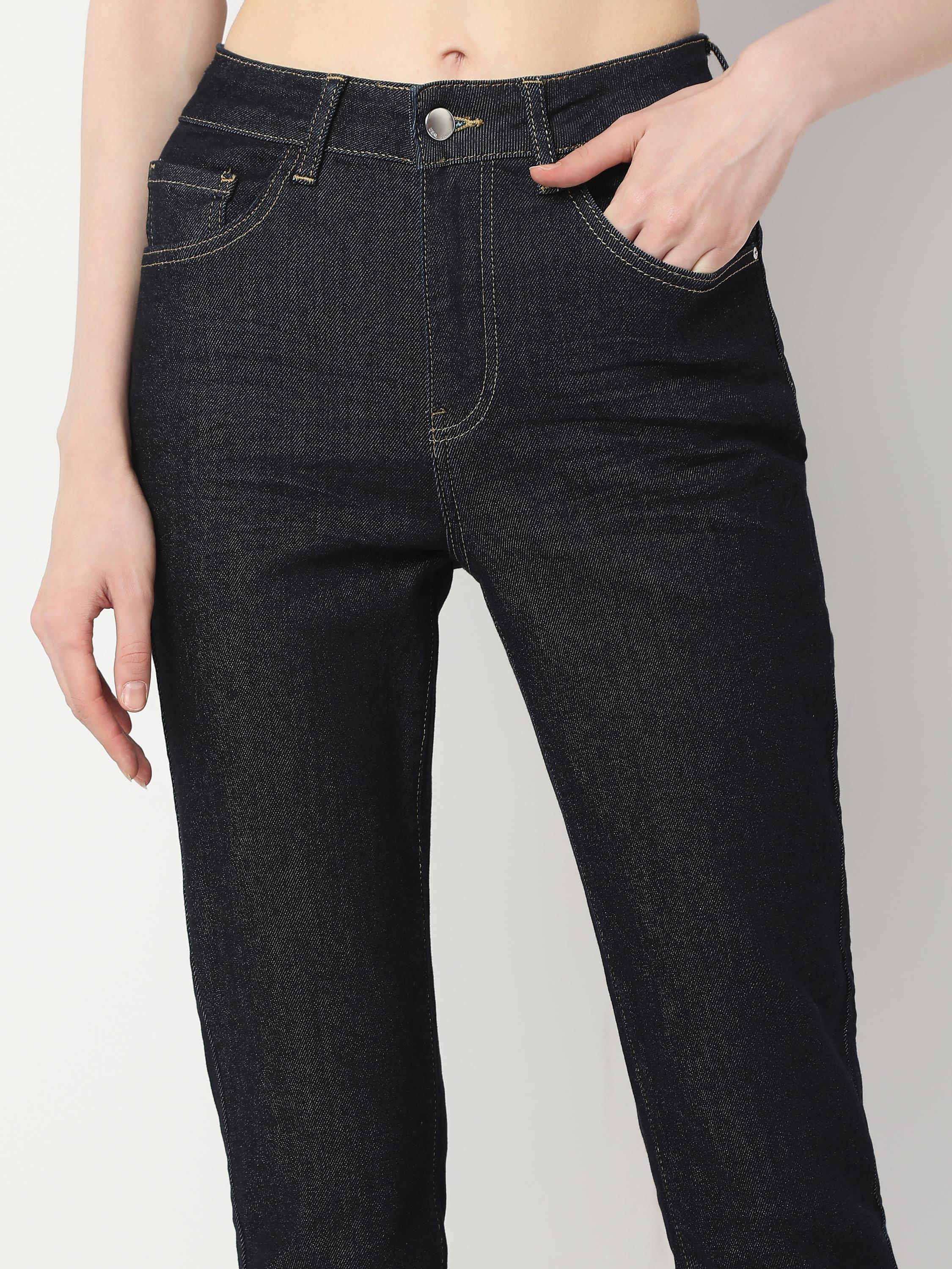 High-Rise Slim Straight Denim Jeans