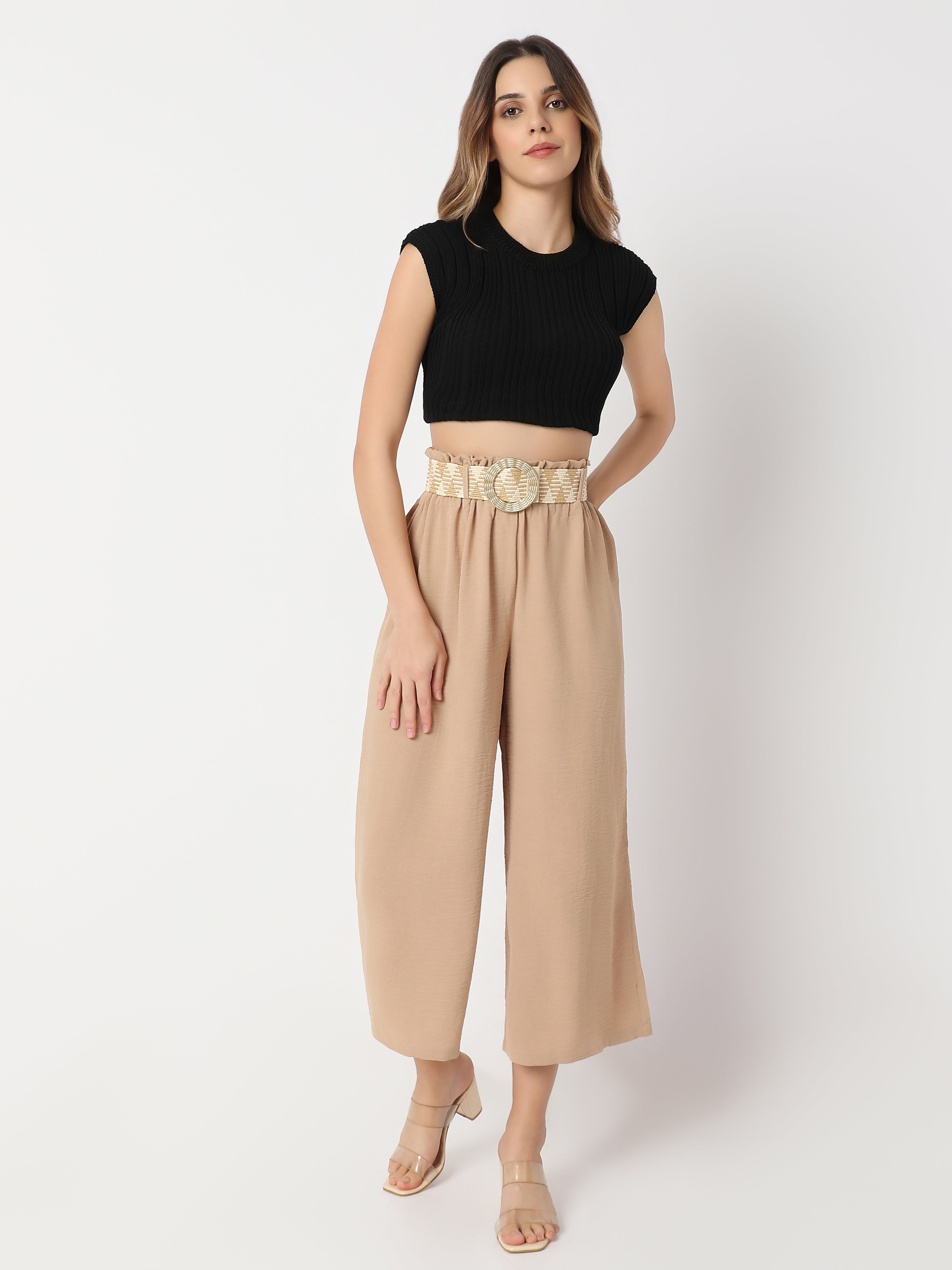 Women's Culottes Pants with Statement Belt