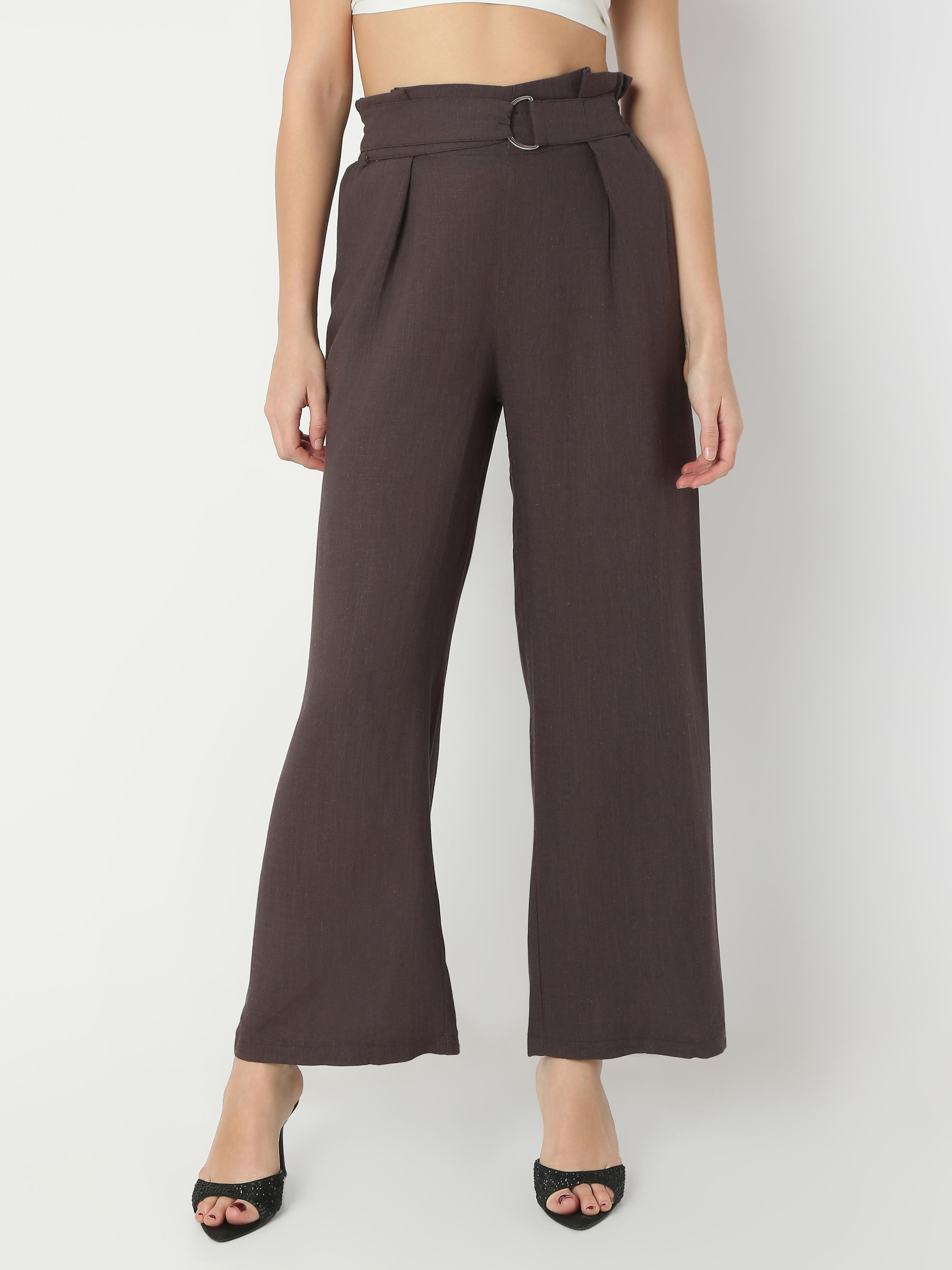 High-Rise Wide-Leg Pleated Palazzo Trousers