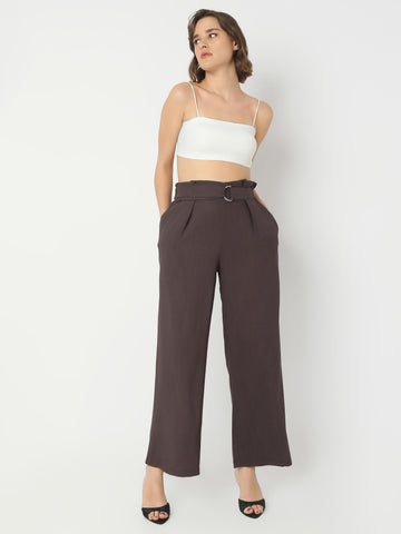 High-Rise Wide-Leg Pleated Palazzo Trousers