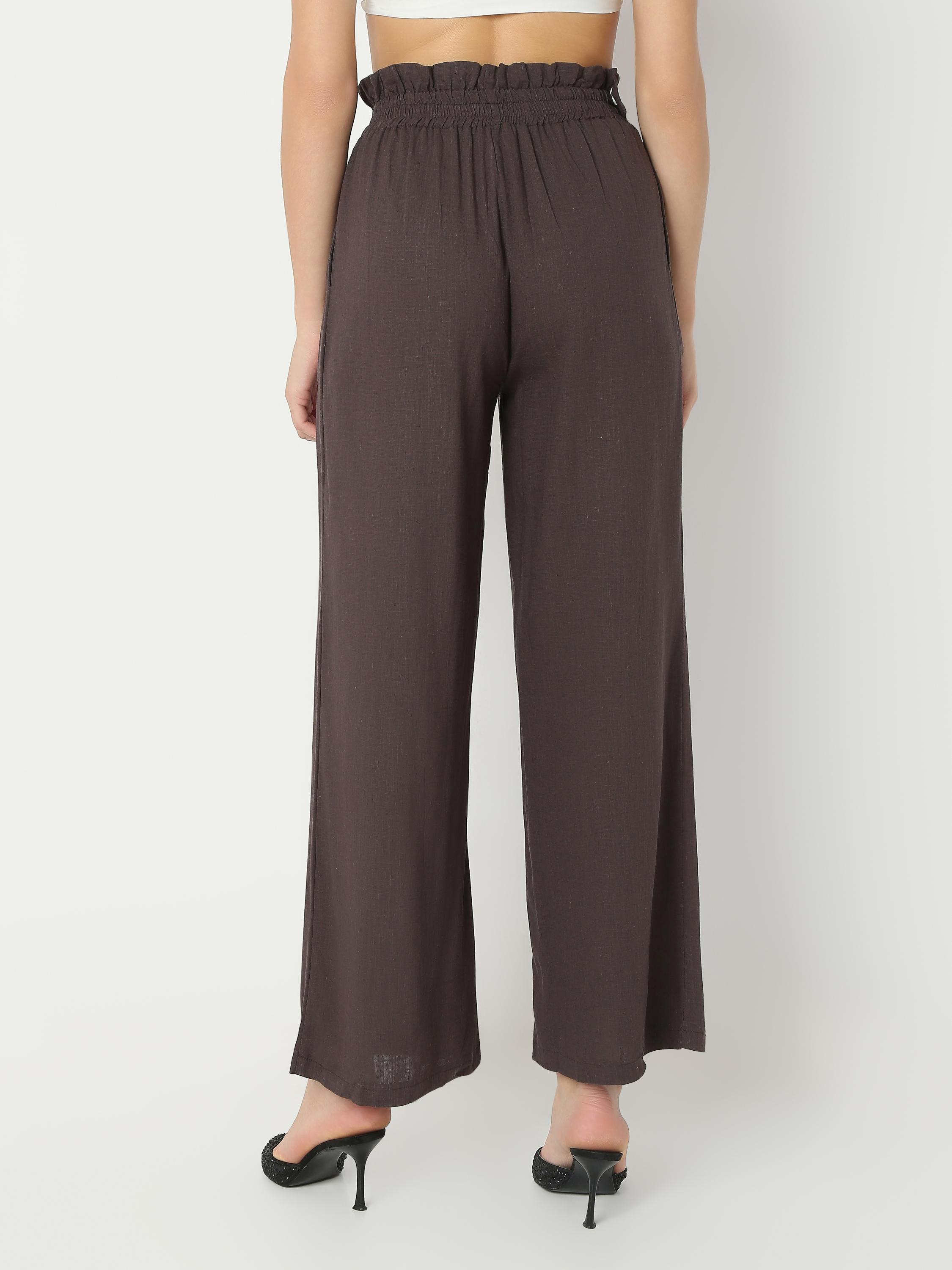 High-Rise Wide-Leg Pleated Palazzo Trousers