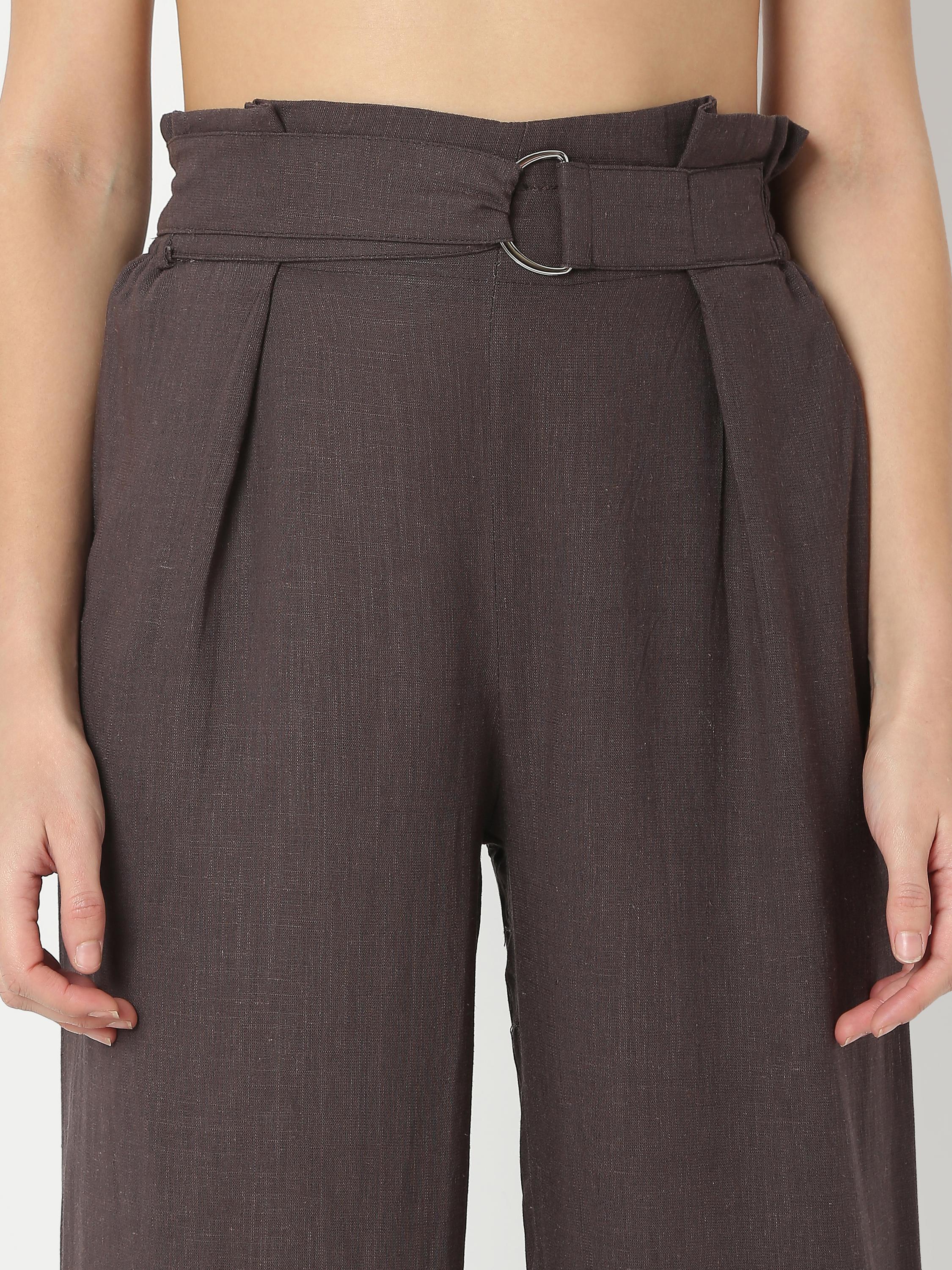 High-Rise Wide-Leg Pleated Palazzo Trousers
