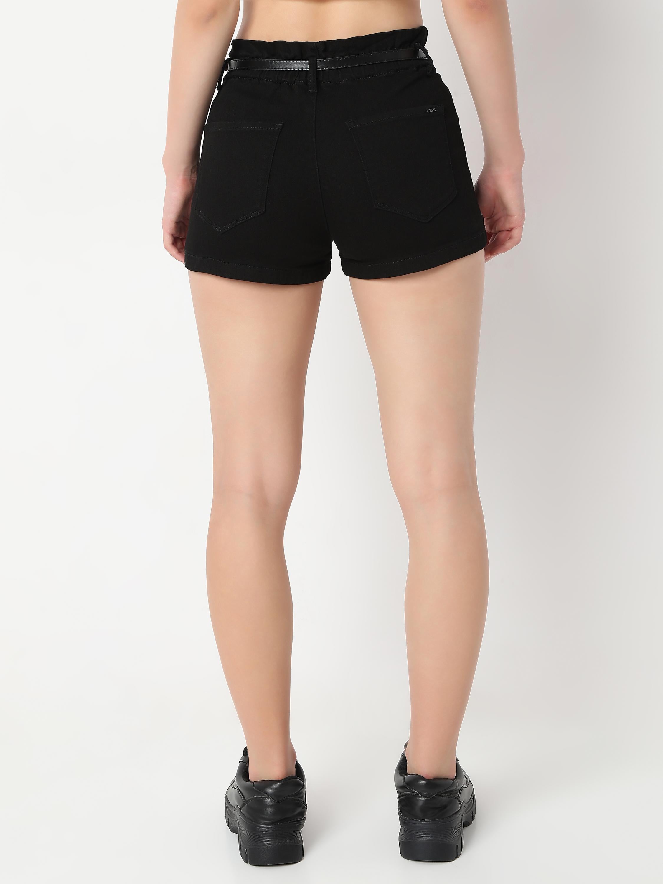 High-Rise Stretch Denim Shorts