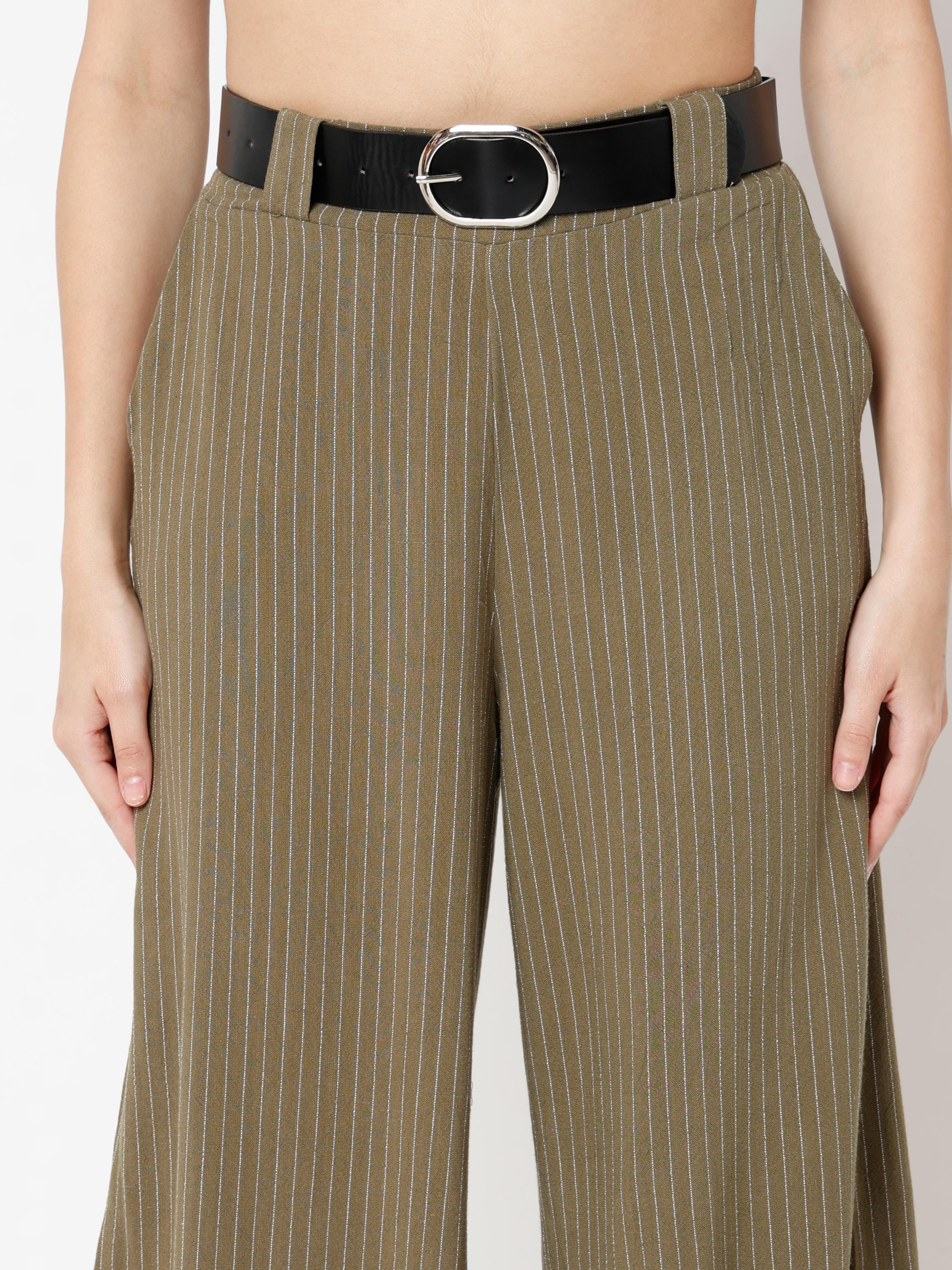 High-Rise Pinstripe Wide-Leg Palazzo Trousers