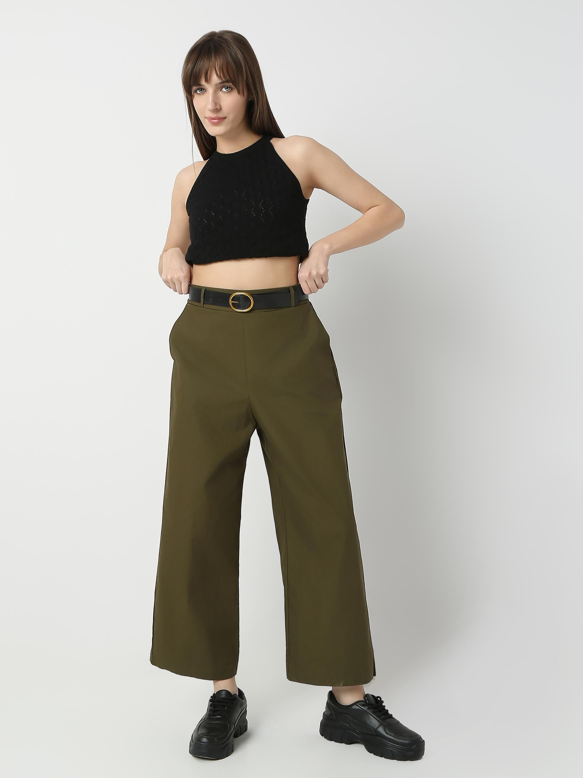 Cropped Wide-Leg High-Rise Trousers